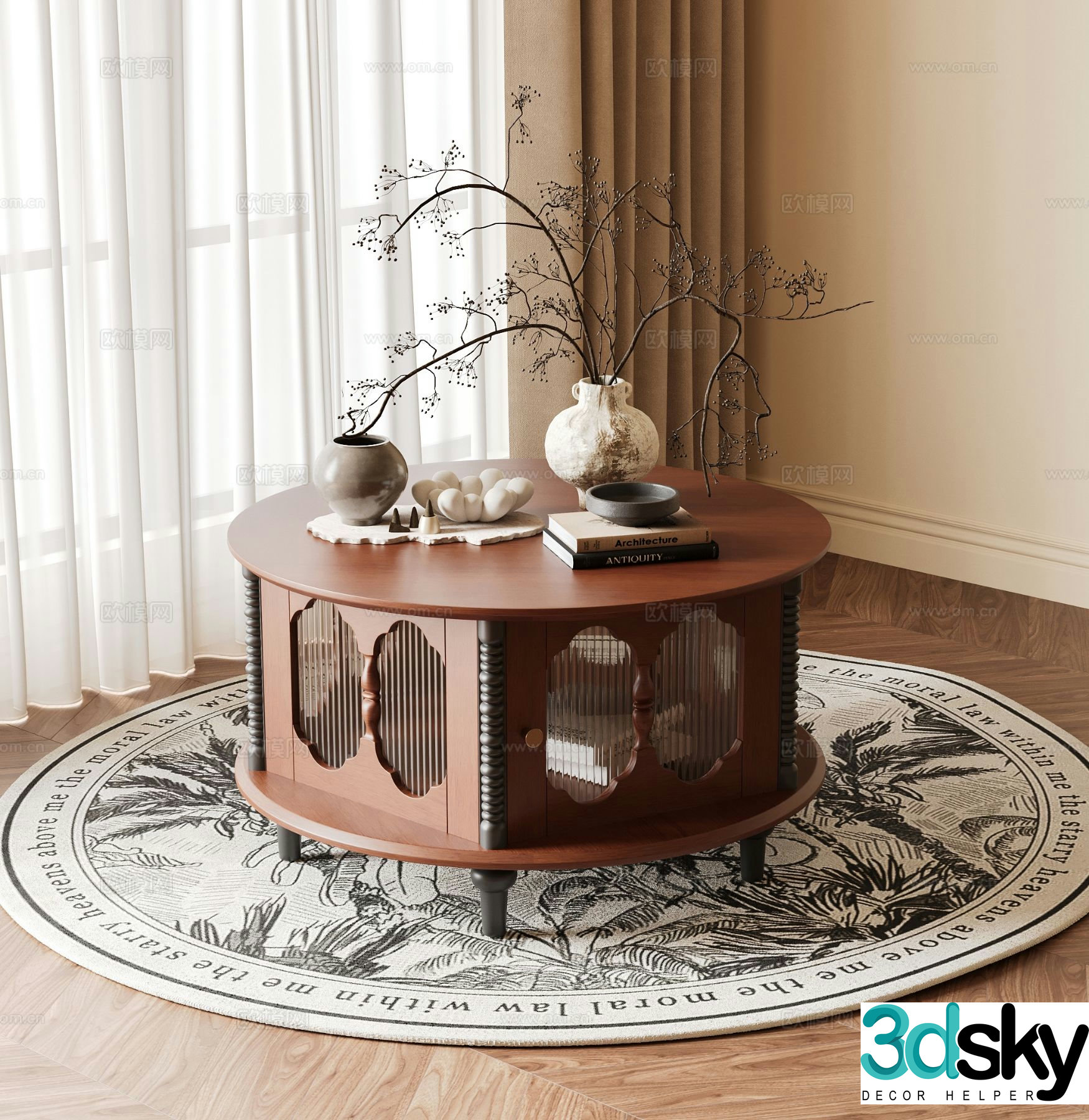 Medieval style coffee table round coffee table 3d model