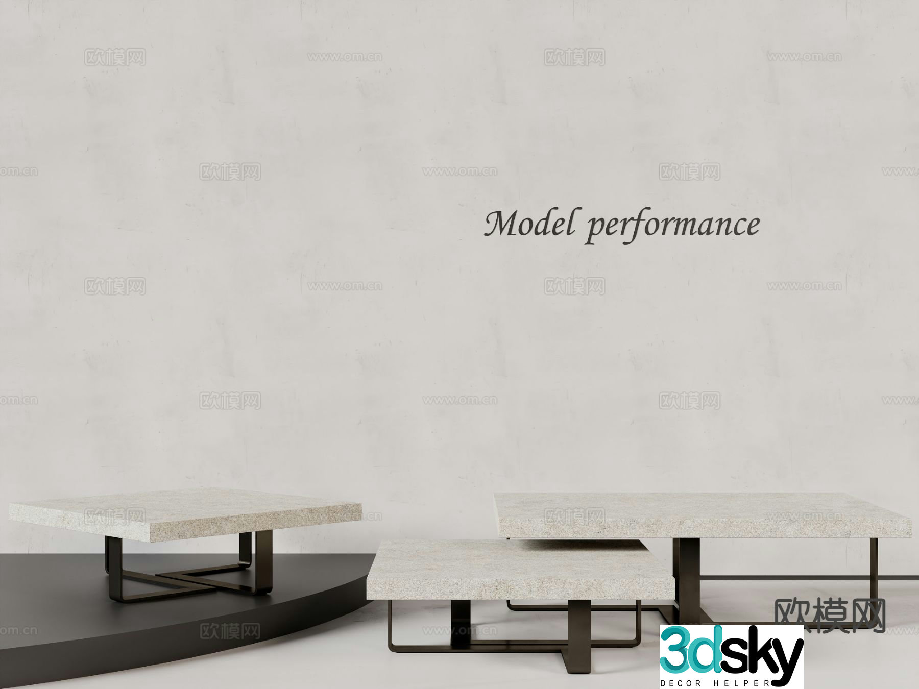 Marble coffee table combination coffee table 3d model