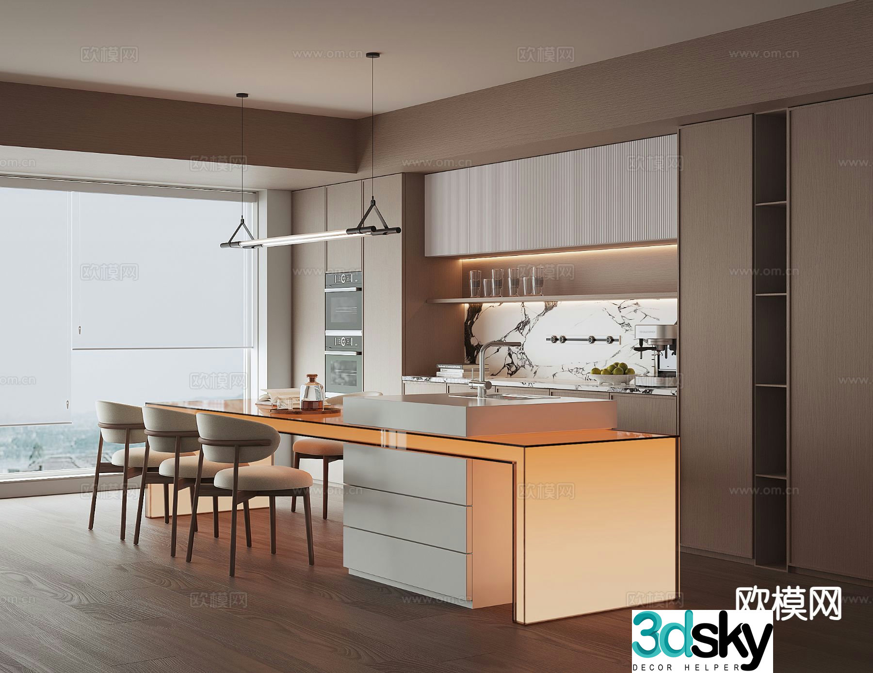 Modern island restaurant 3d model