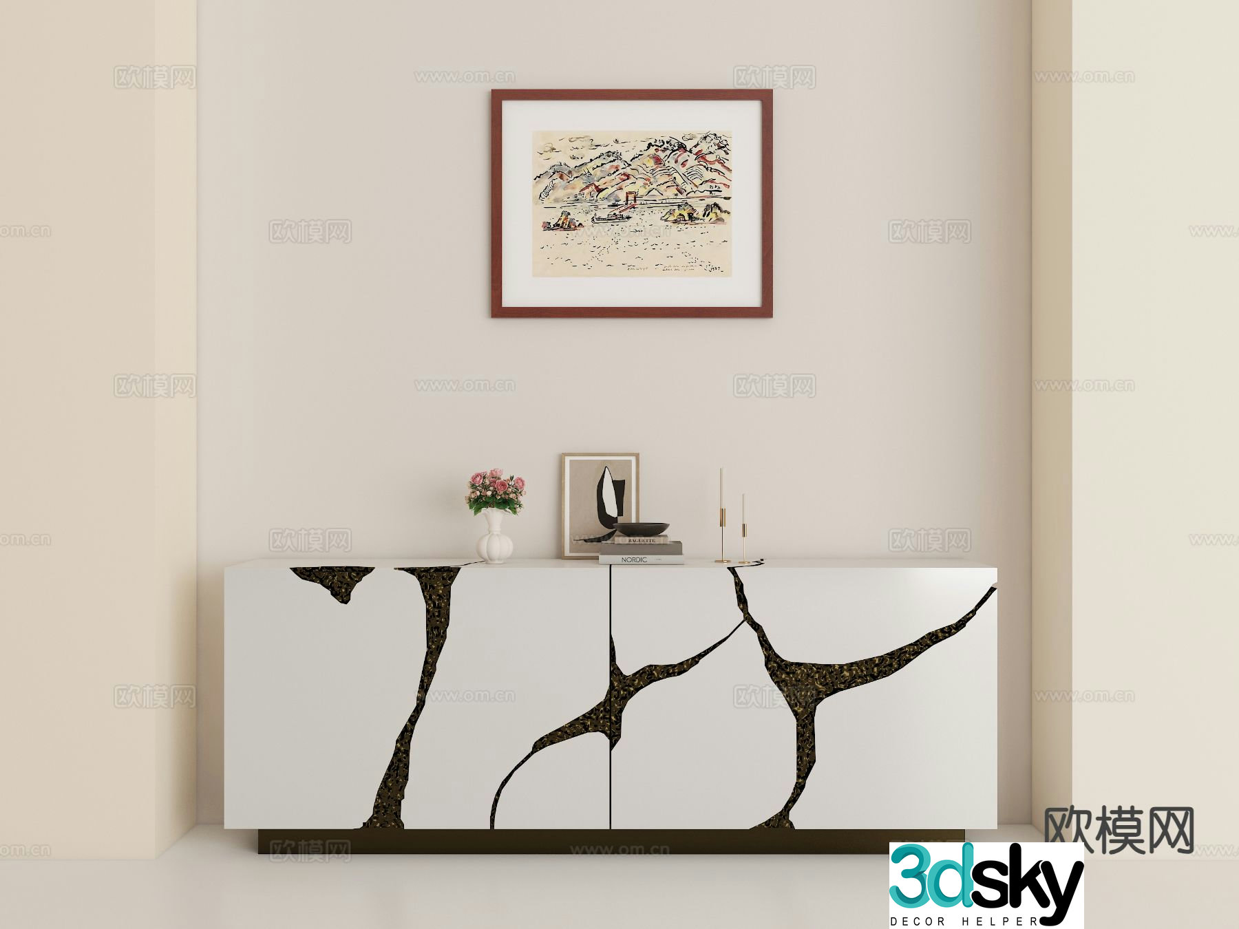 Modern side cabinet entrance cabinet 3d model