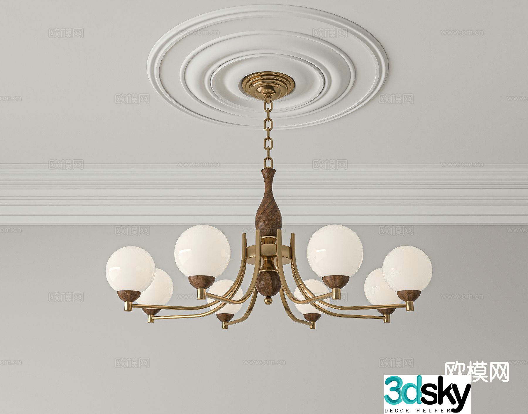 Medieval style chandelier retro chandelier 3d model