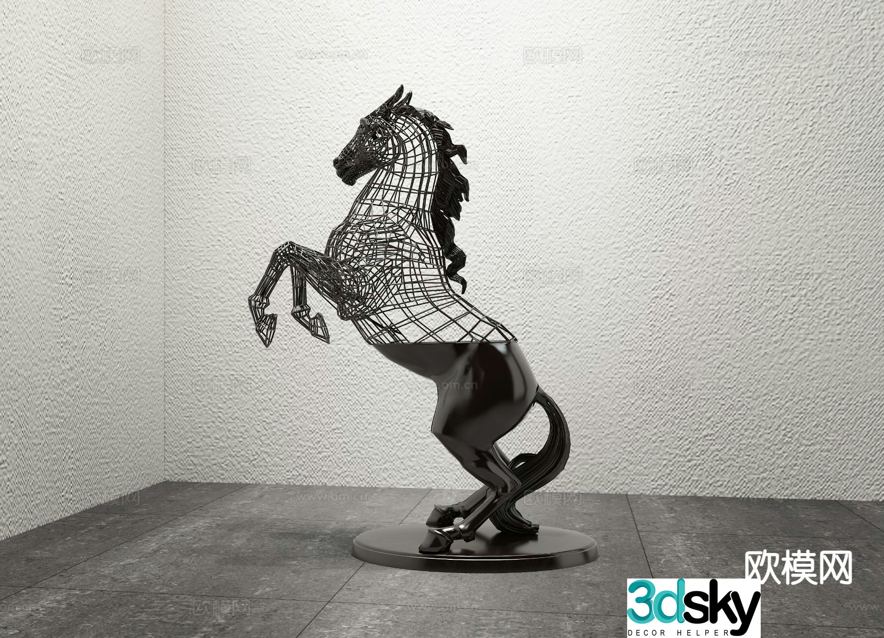 Horse sculpture galloping horse sculpture 3d model