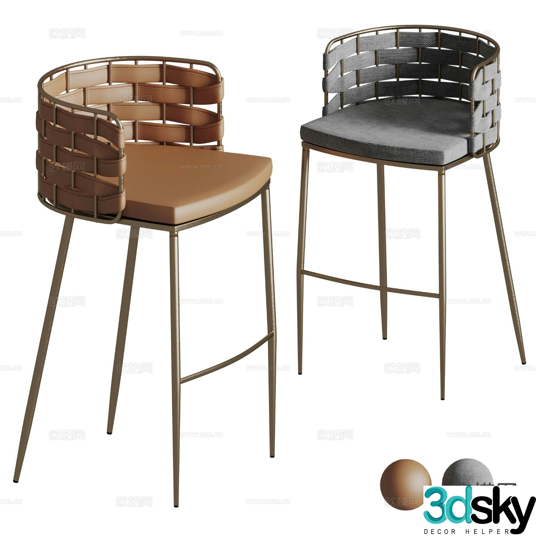Turri modern bar stool bar stool high stool 3d model