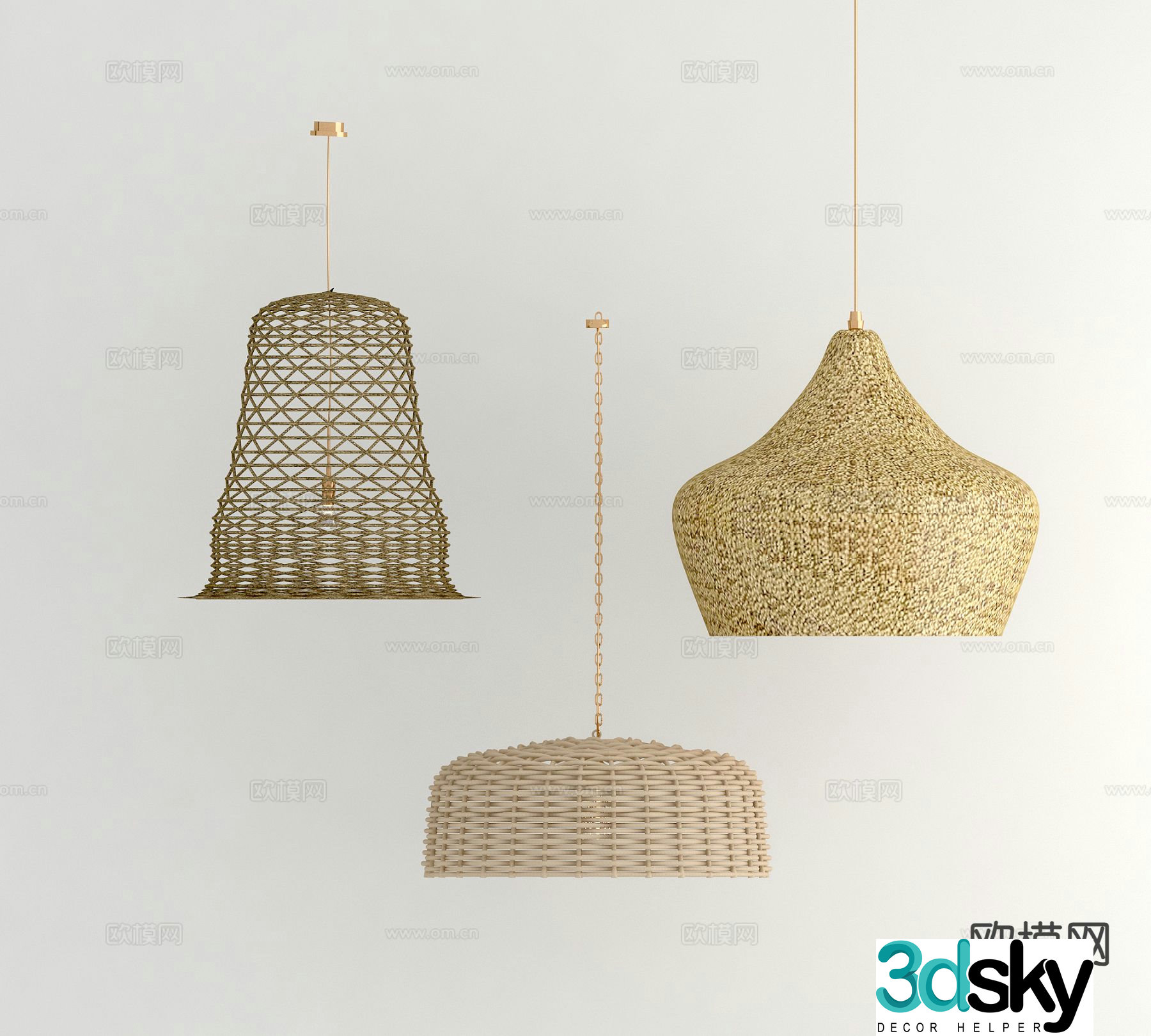Chinese chandelier vine chandelier bamboo chandelier 3d model