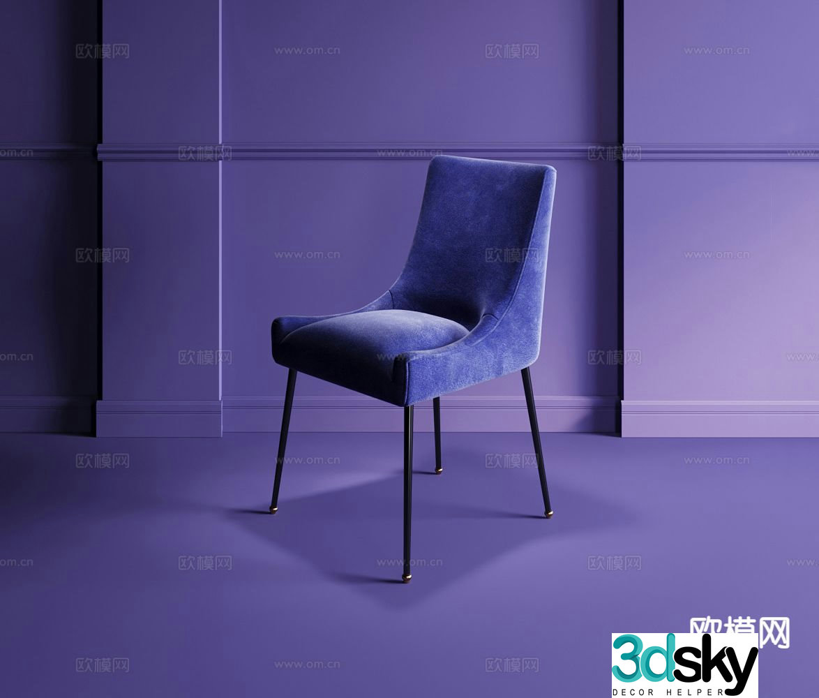 Modern purple chair dining chair single chair 3d model
