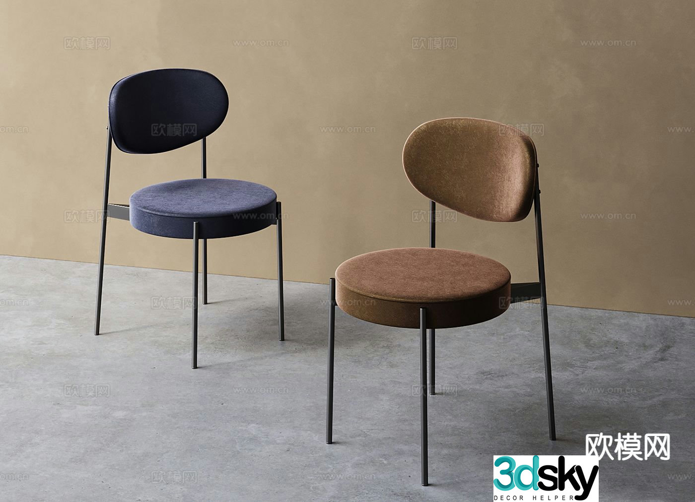 Modern chair single chair dining chair 3d model