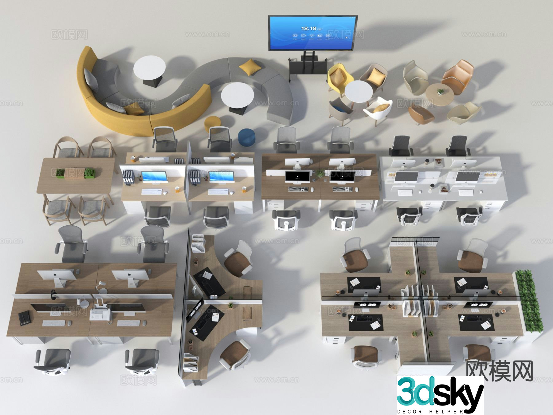 Modern office desk 3d model