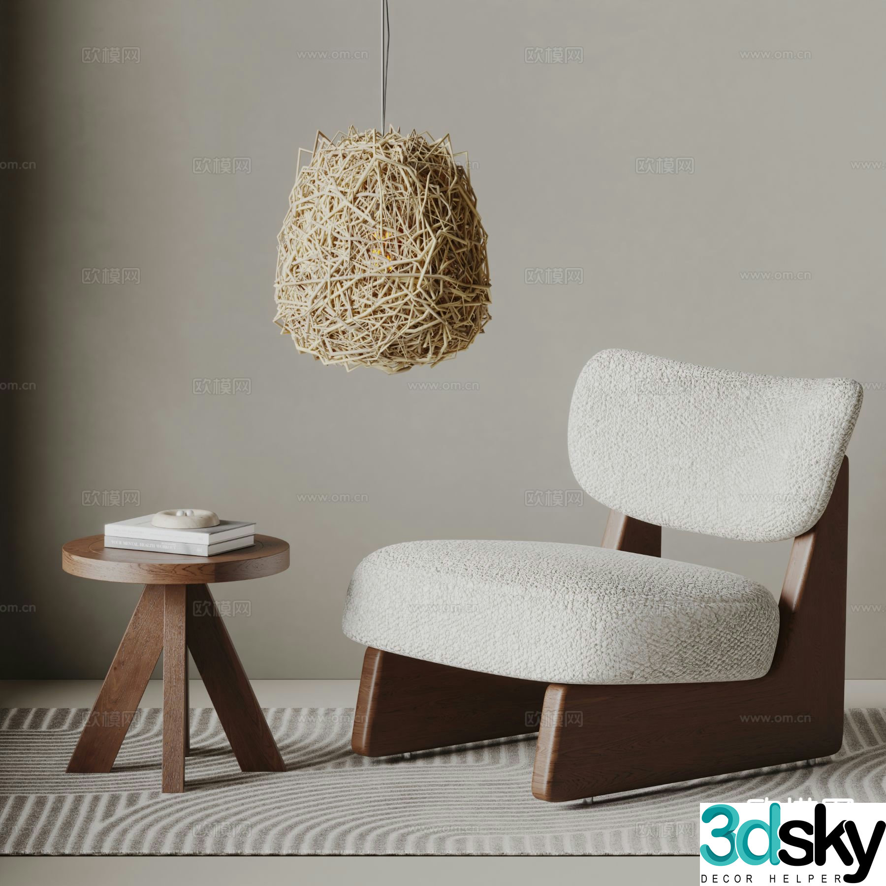 Wabi-sabi chair leisure chair 3d model