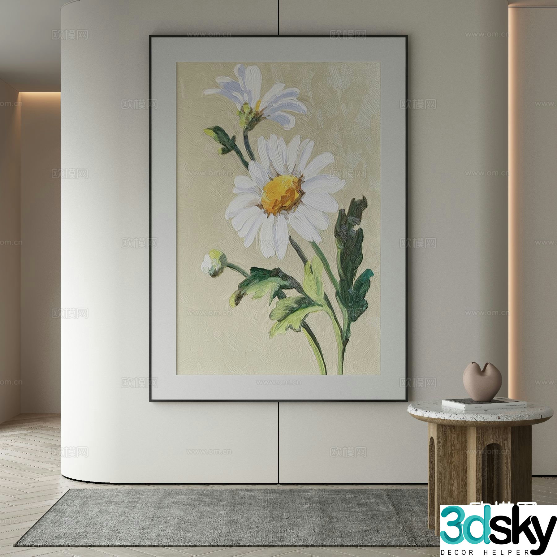 Modern decorative painting flower oil painting 3d model