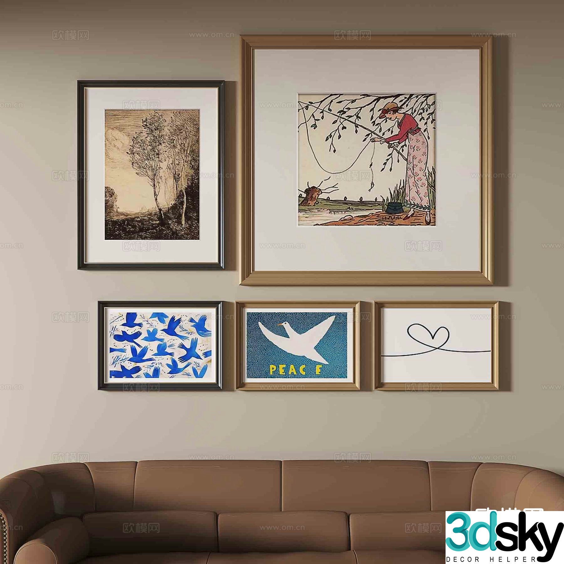 French figure painting abstract painting decorative painting 3d model