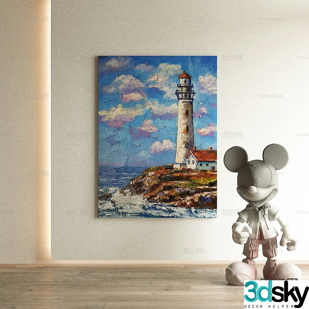 Nordic oil painting decorative painting 3d model