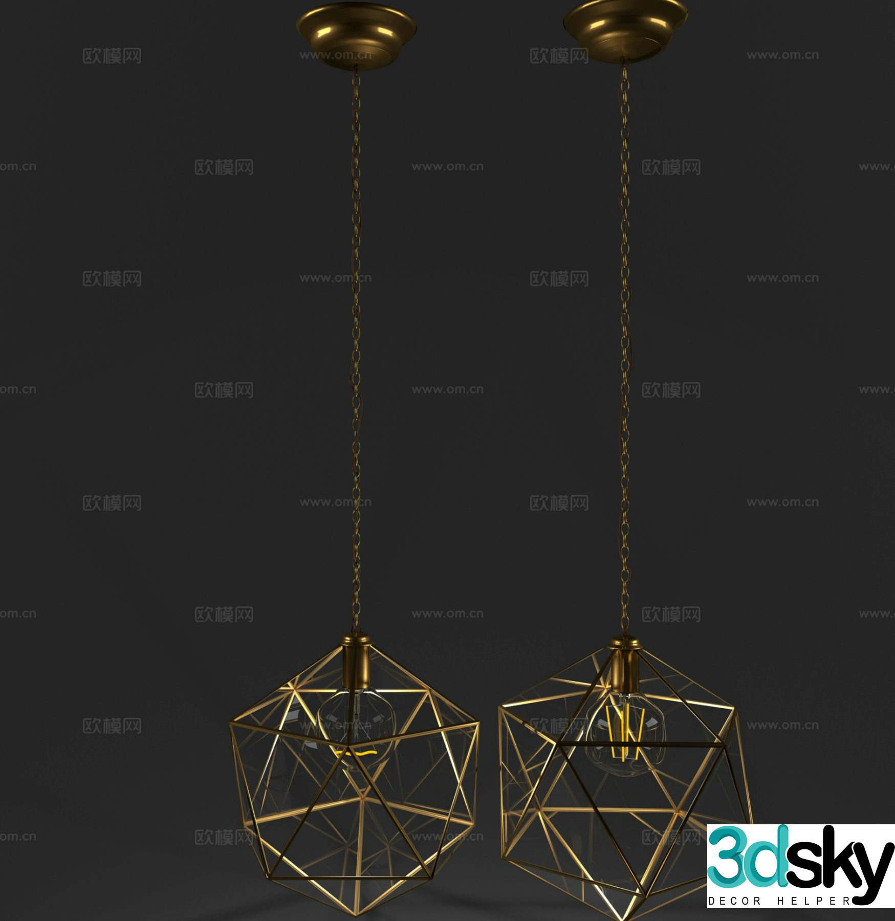 Light luxury chandelier restaurant chandelier 3d model