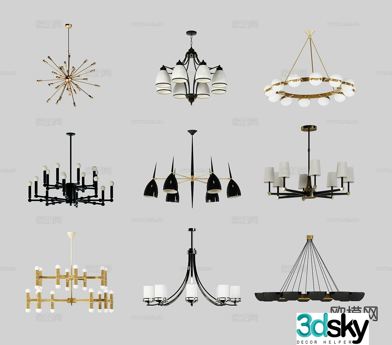 Light luxury chandelier hall chandelier 3d model