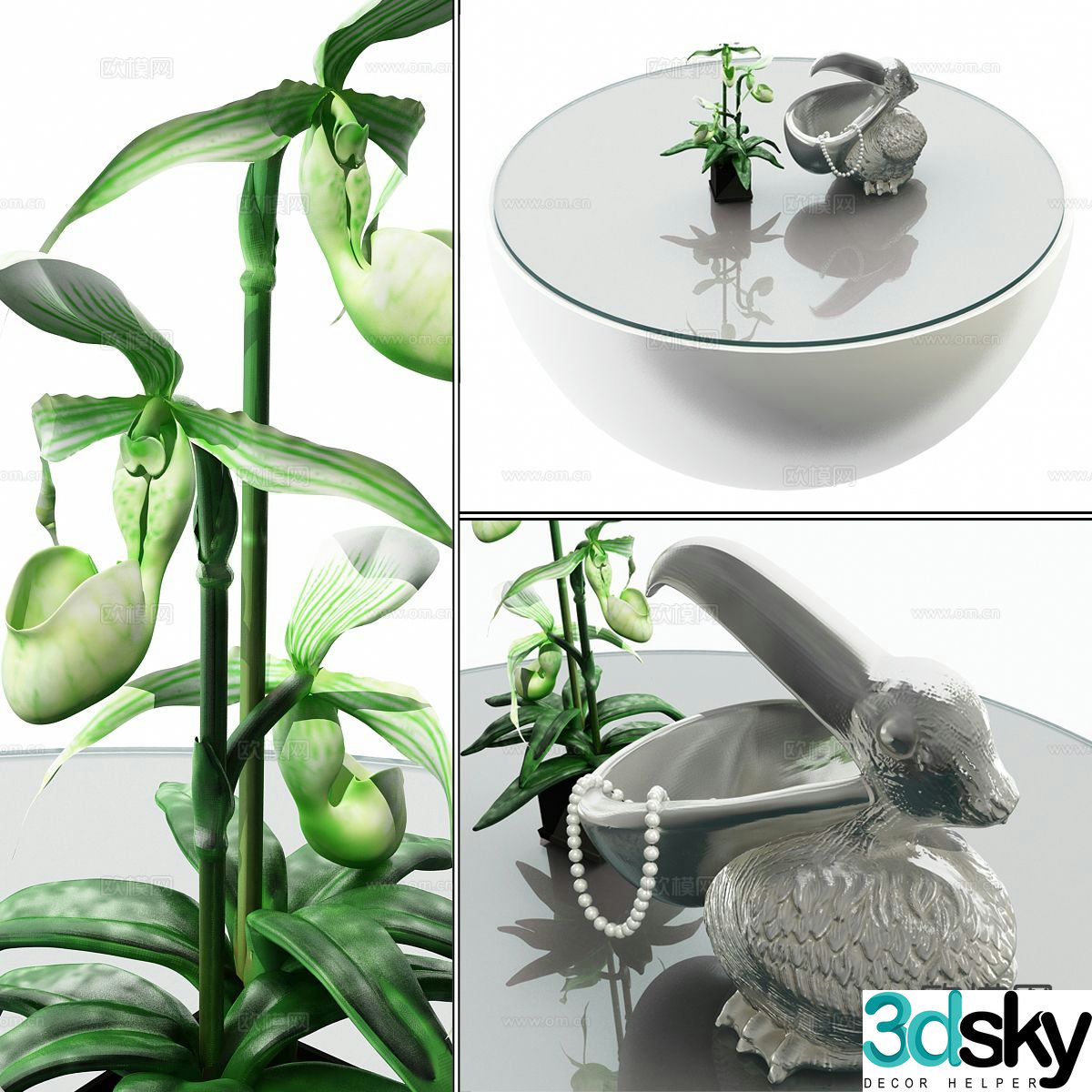Gray round coffee table glass coffee table 3d model