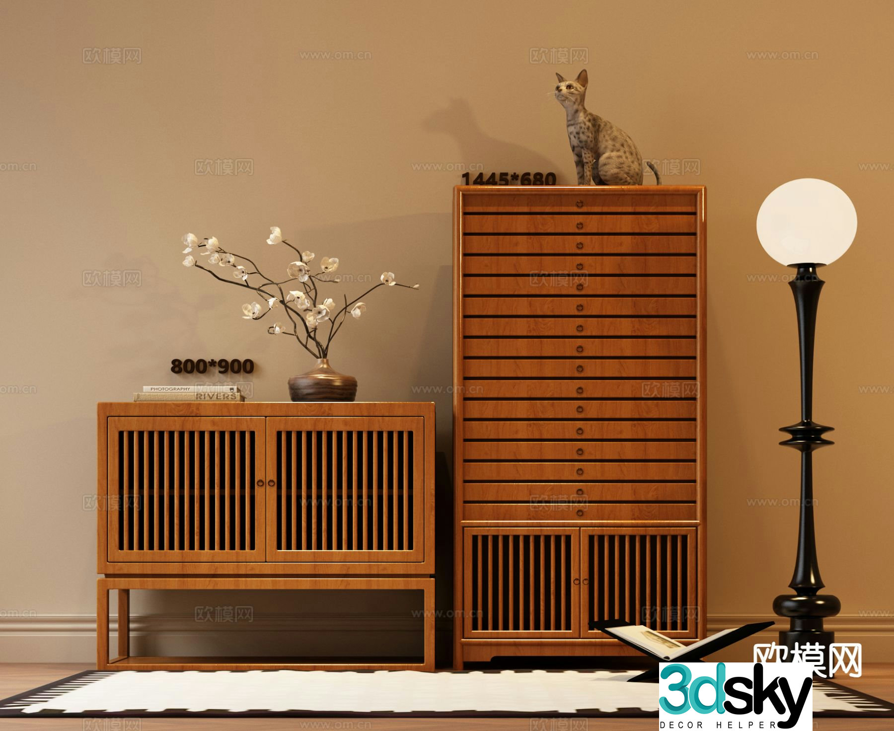 New Chinese style tea cabinet tea rack 3d model