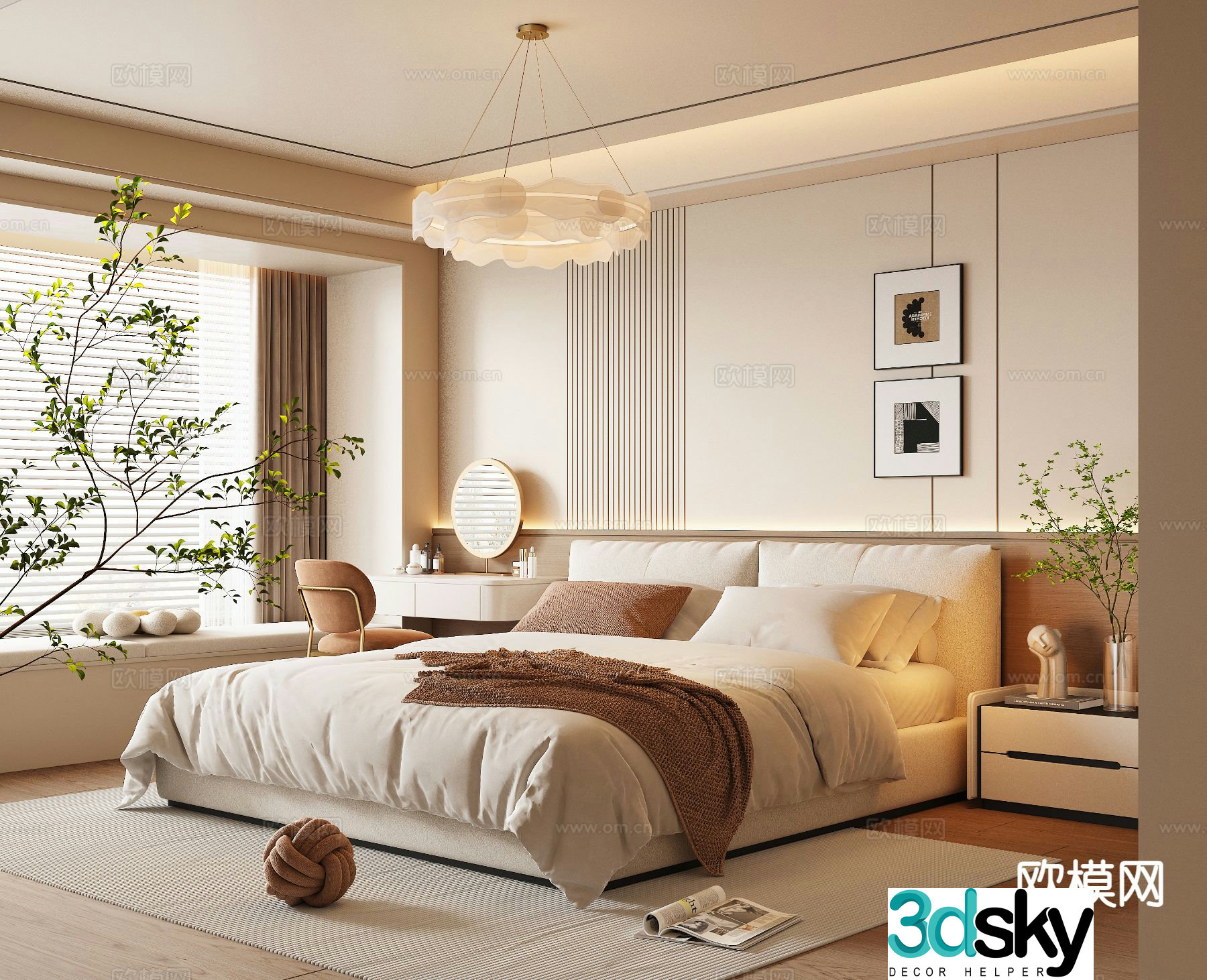 Cream style bedroom master bedroom 3d model