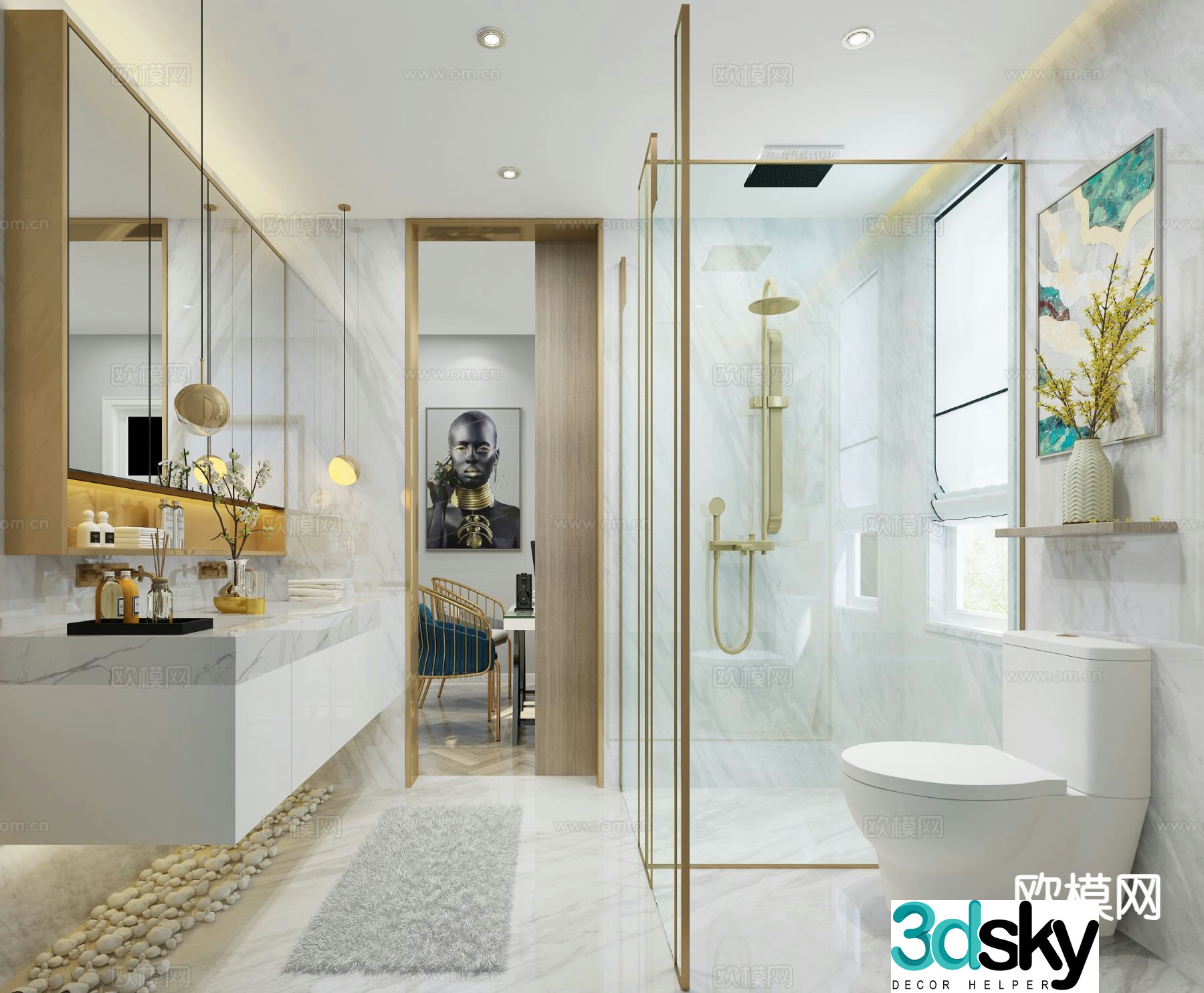 Light luxury bathroom bathroom 3d model