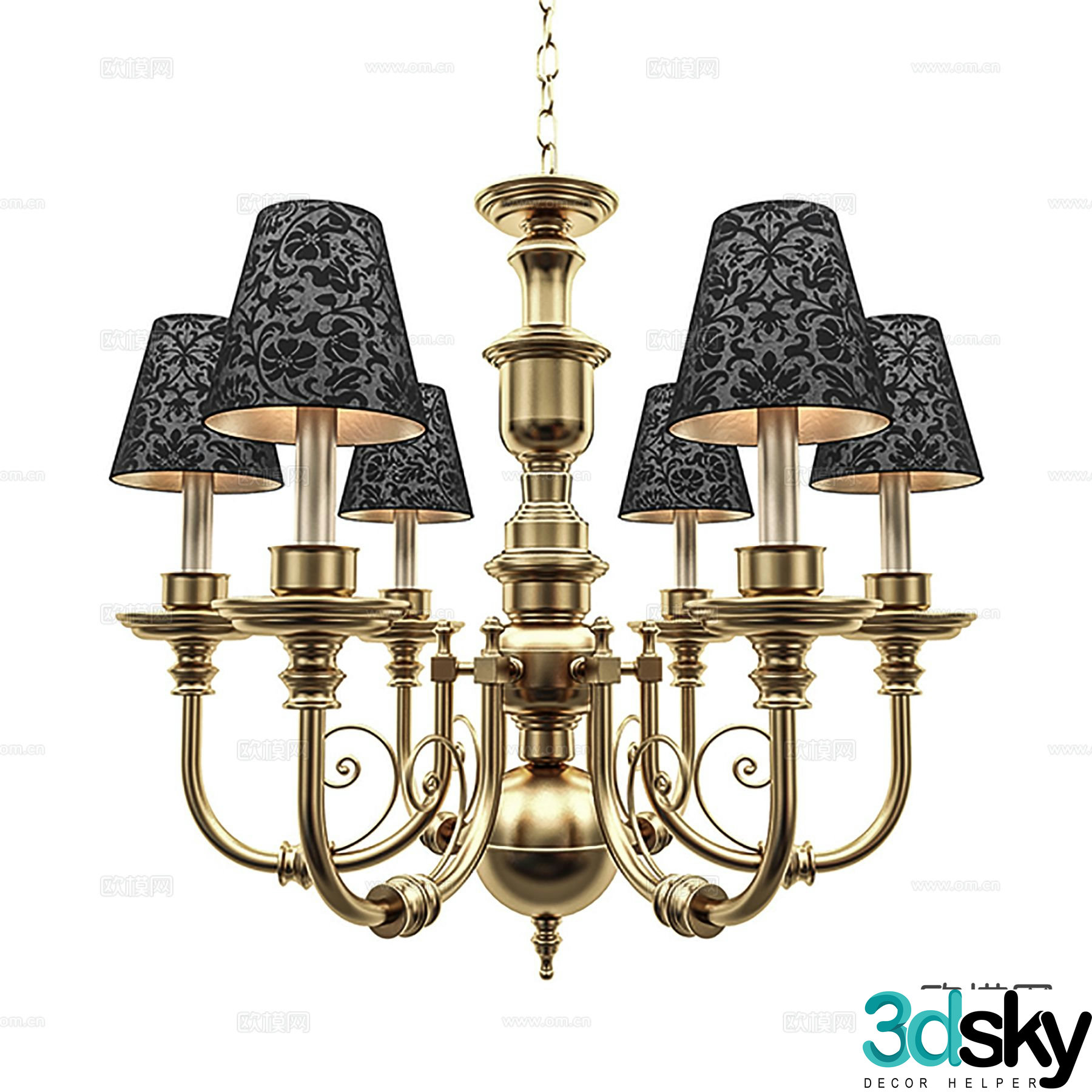 American chandelier multi-head chandelier 3d model
