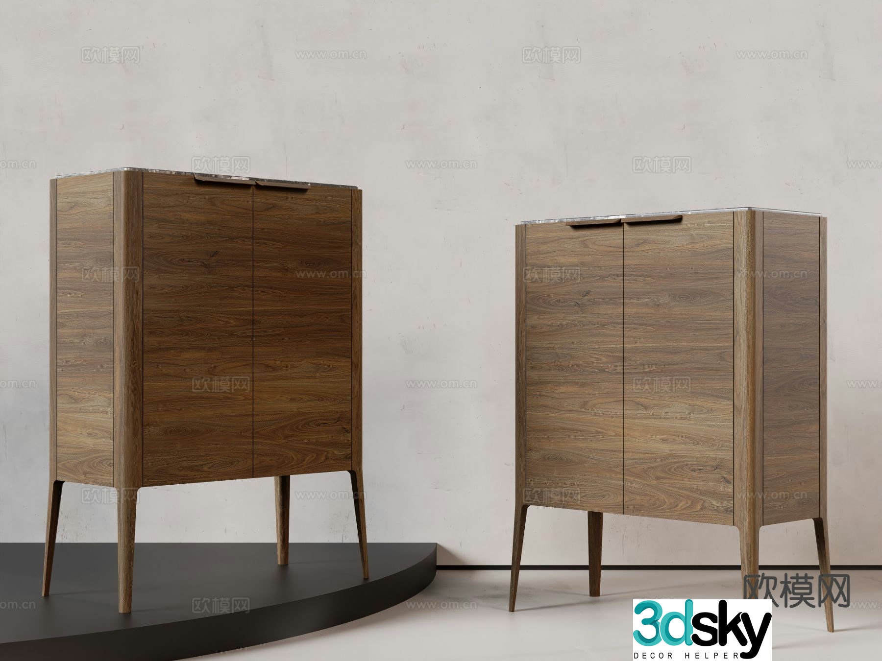 Wabi-sabi side cabinet entrance cabinet 3D model