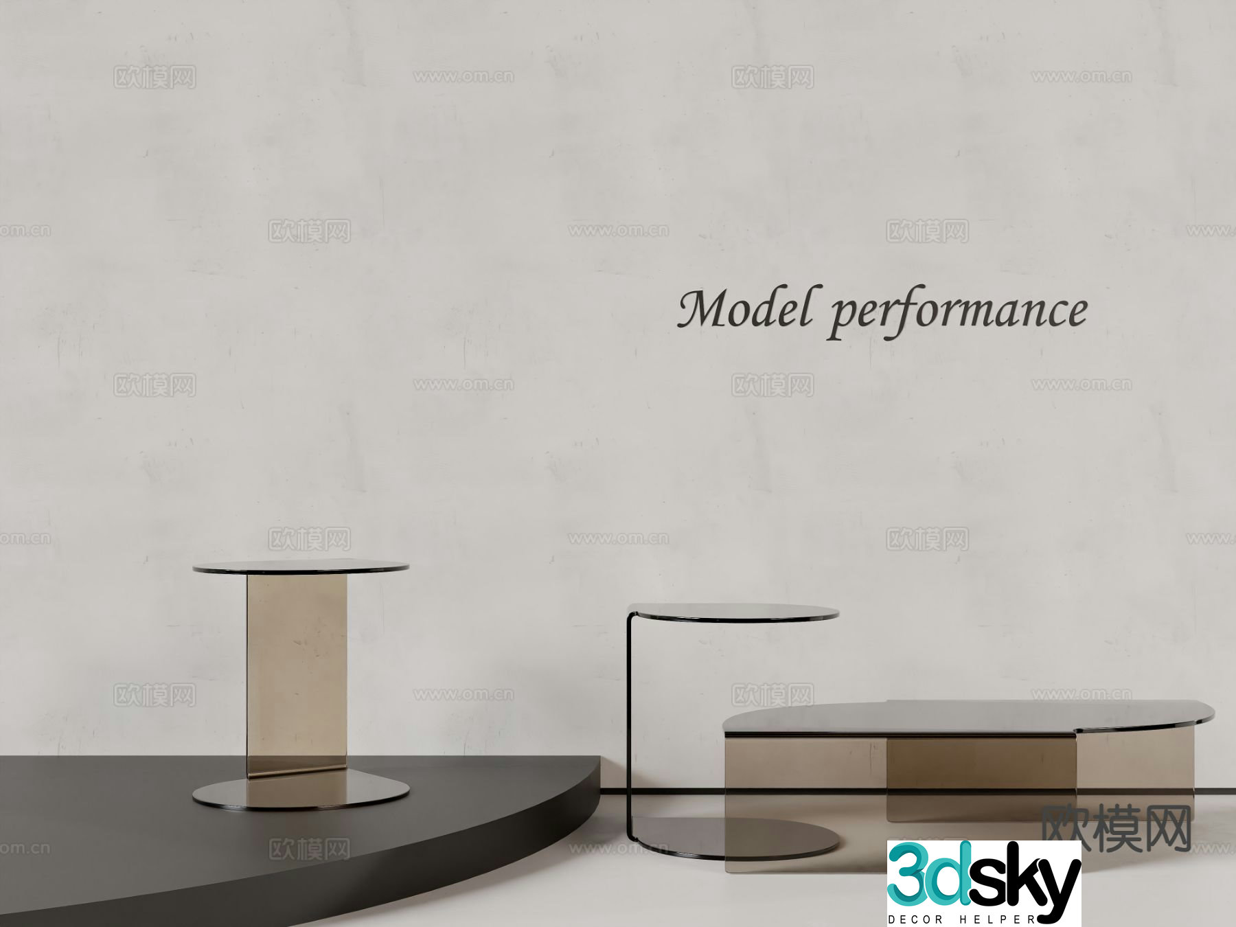 Acrylic coffee table combination coffee table 3d model