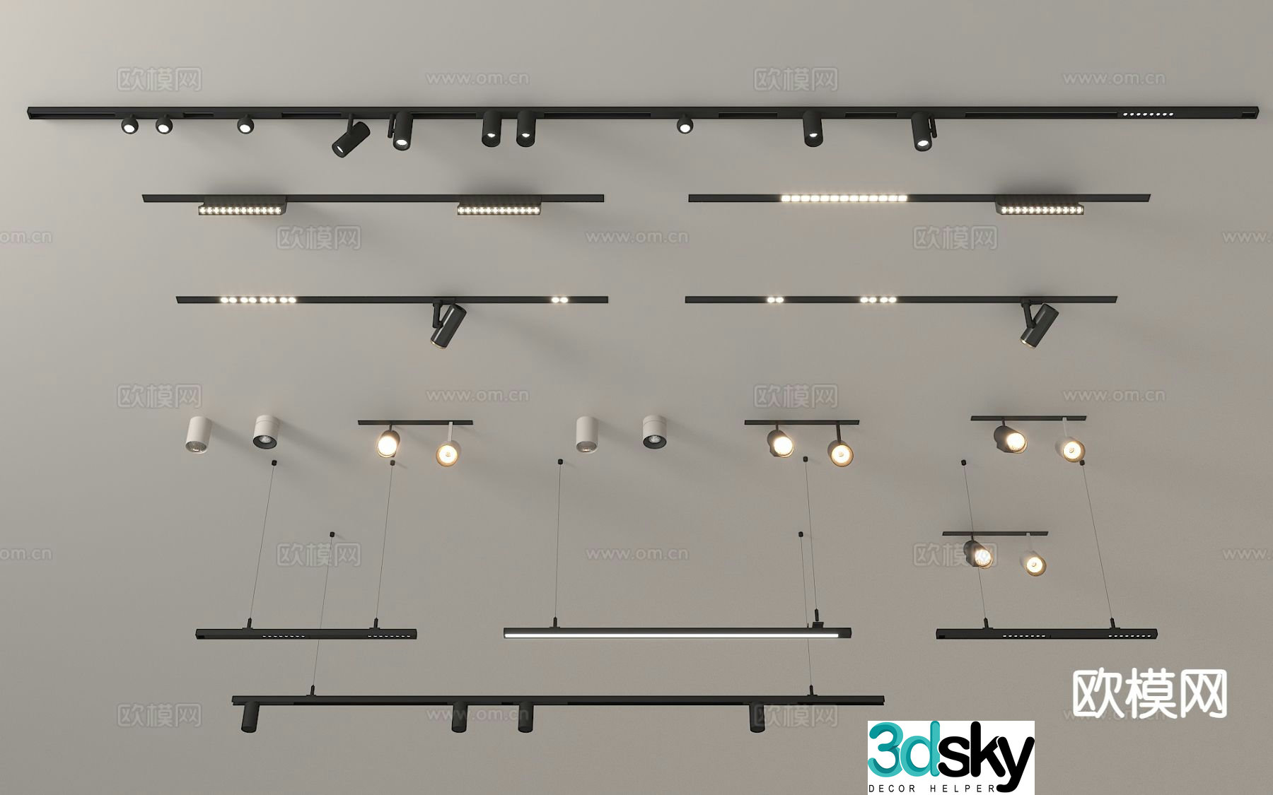 Modern magnetic light track light downlight spotlight 3d model