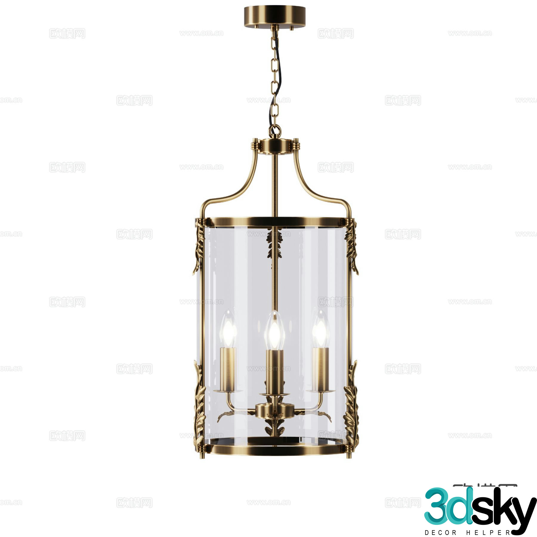 European style chandelier glass chandelier 3d model