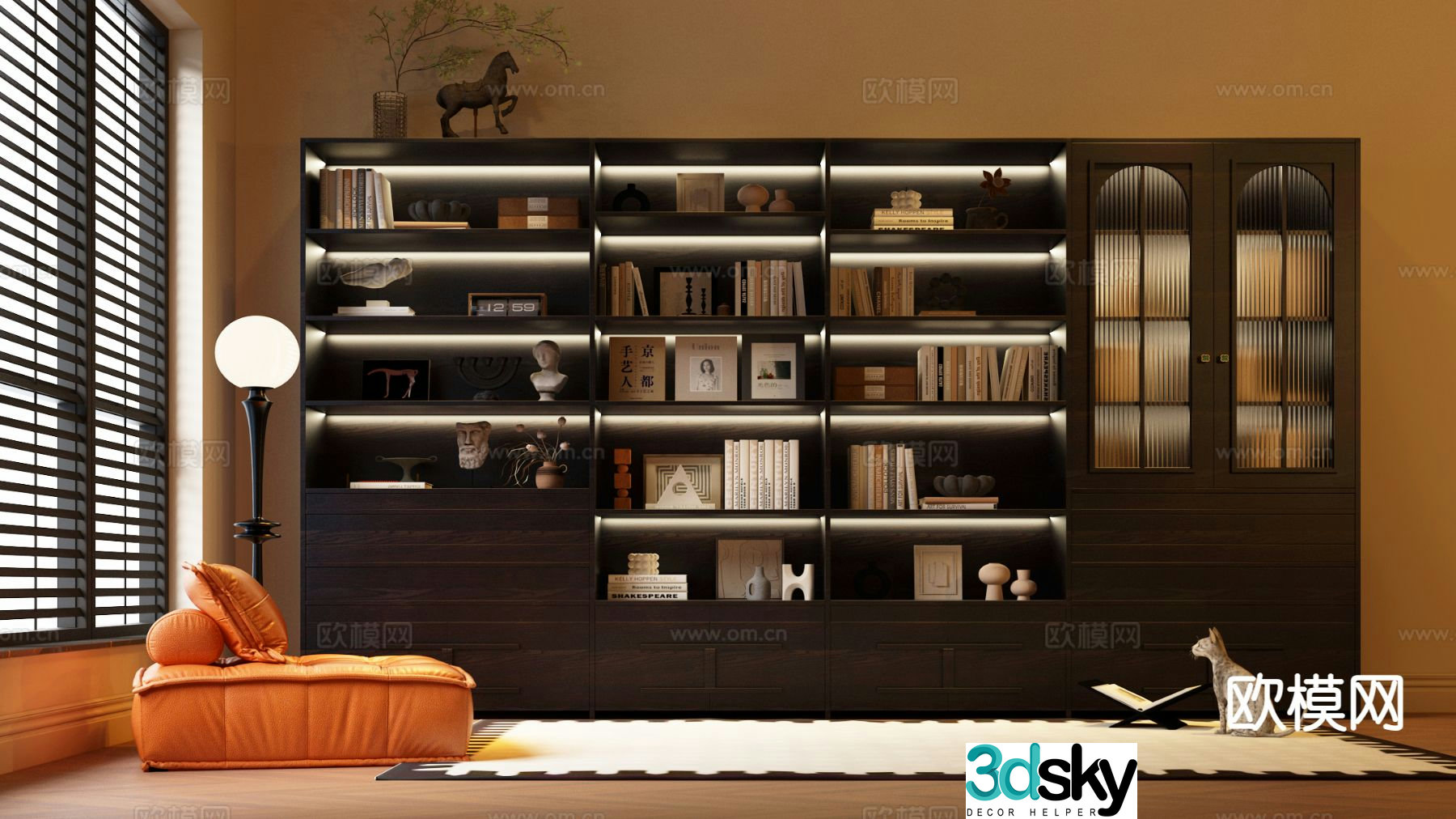 Medieval style bookcase bookshelf 3d model