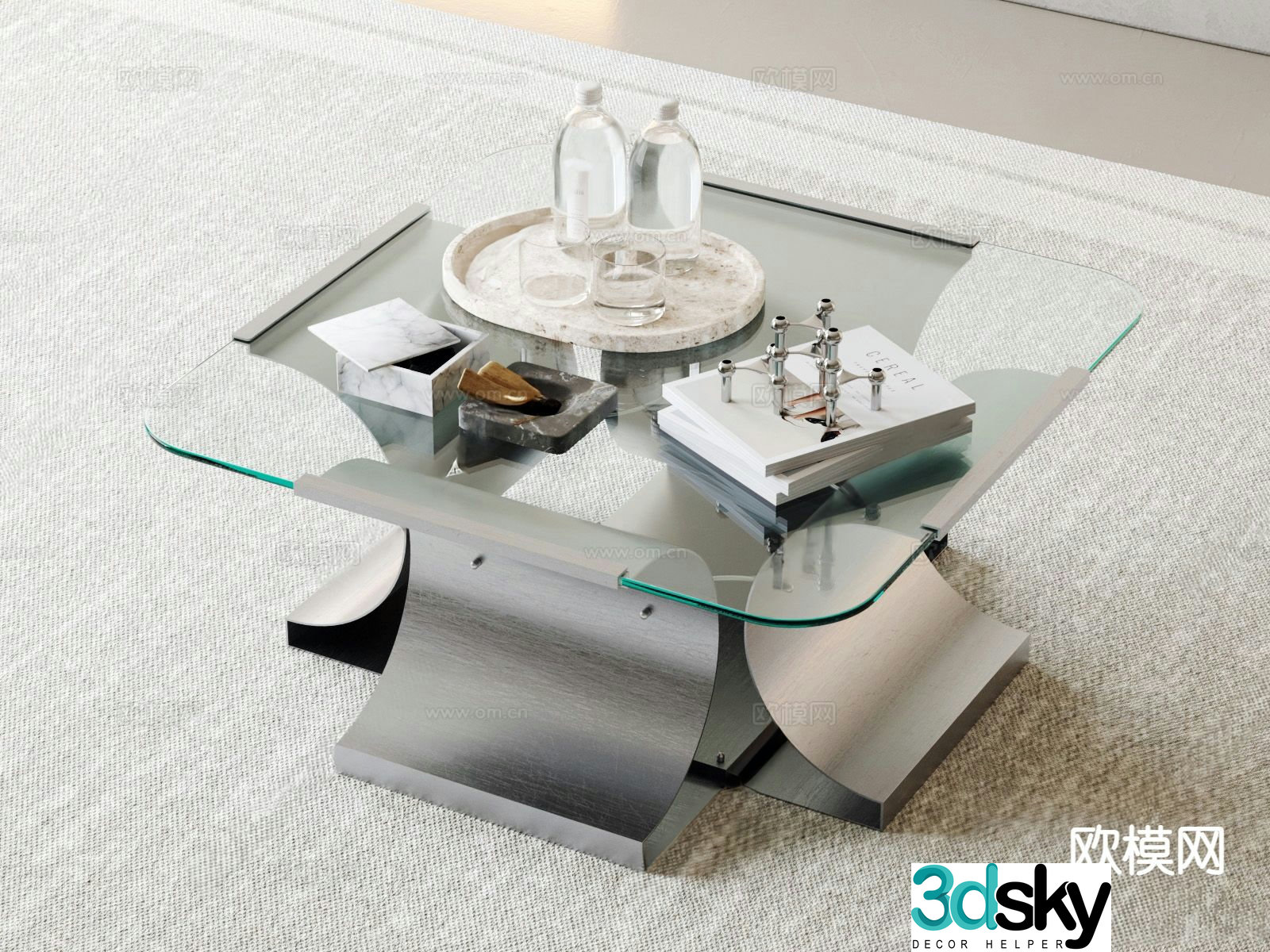 Modern glass coffee table 3d model