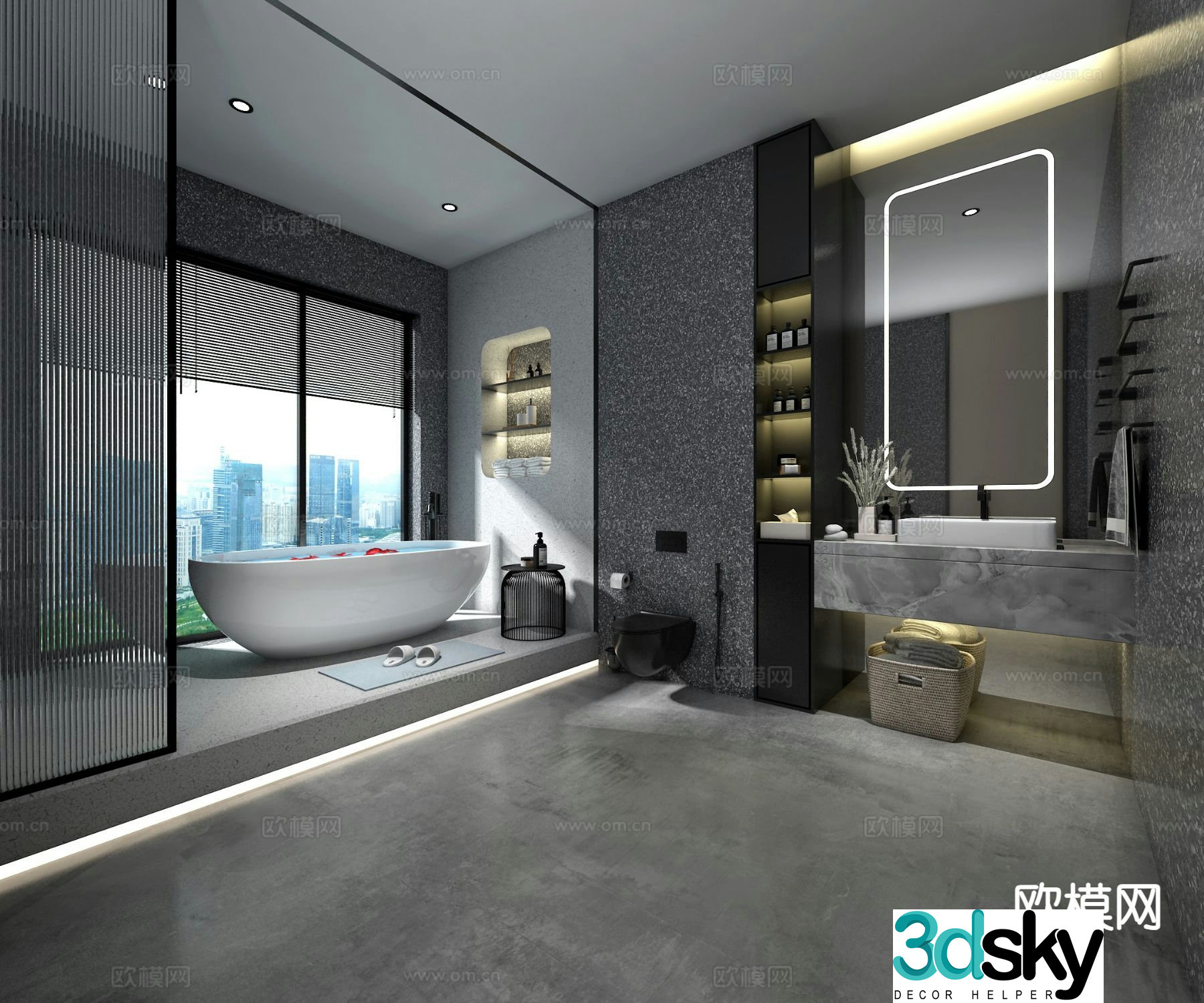 Premium gray bathroom bathroom 3d model