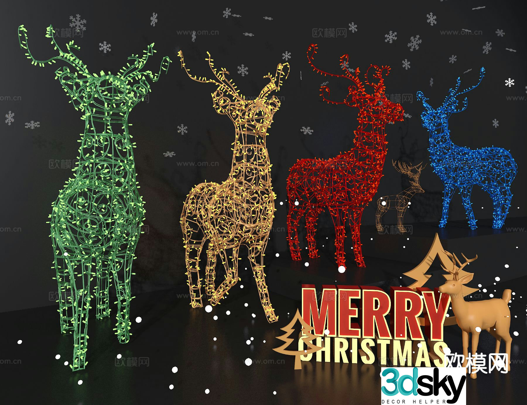 Christmas display Elk display commercial device 3d model