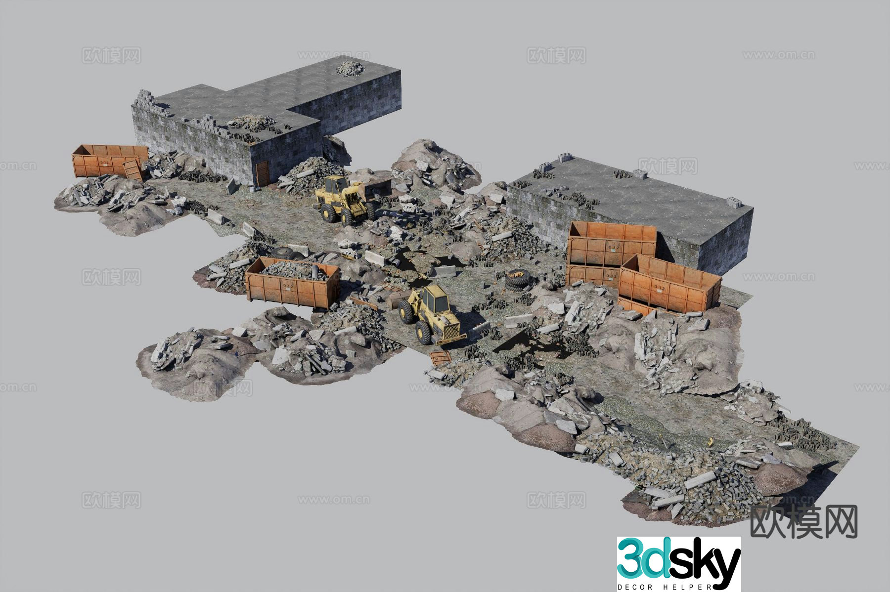 Construction site demolition site landscape 3D model