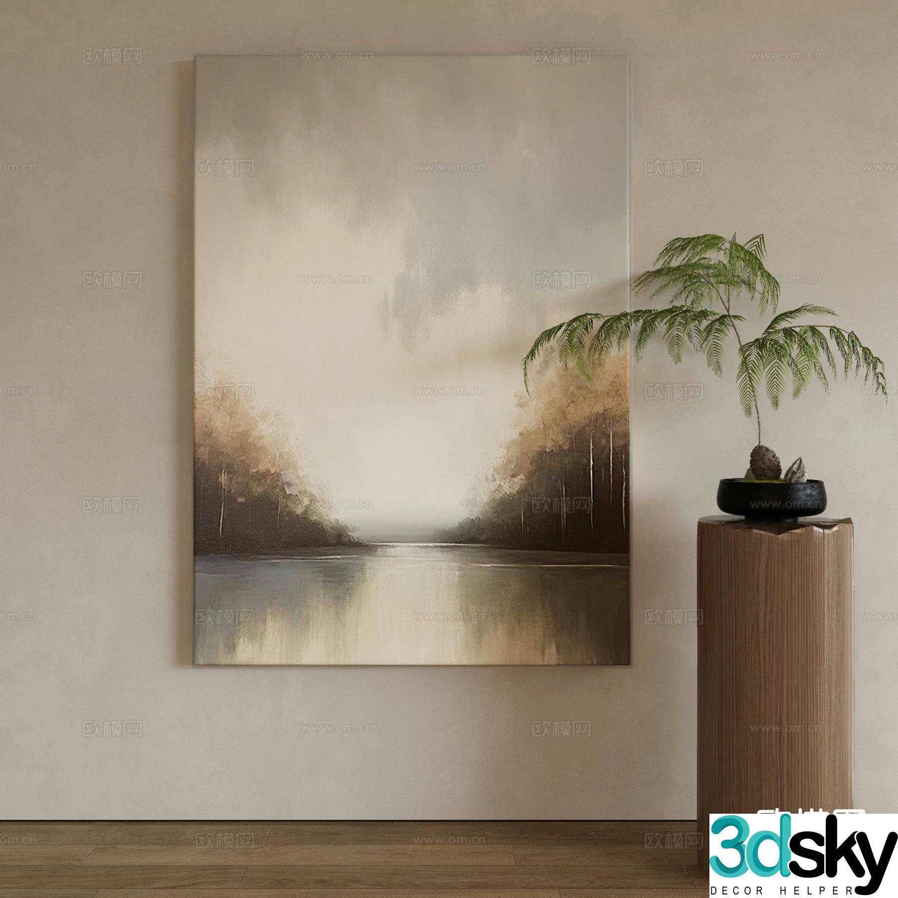 Wabi-sabi painting landscape painting decorative painting hanging painting 3D model
