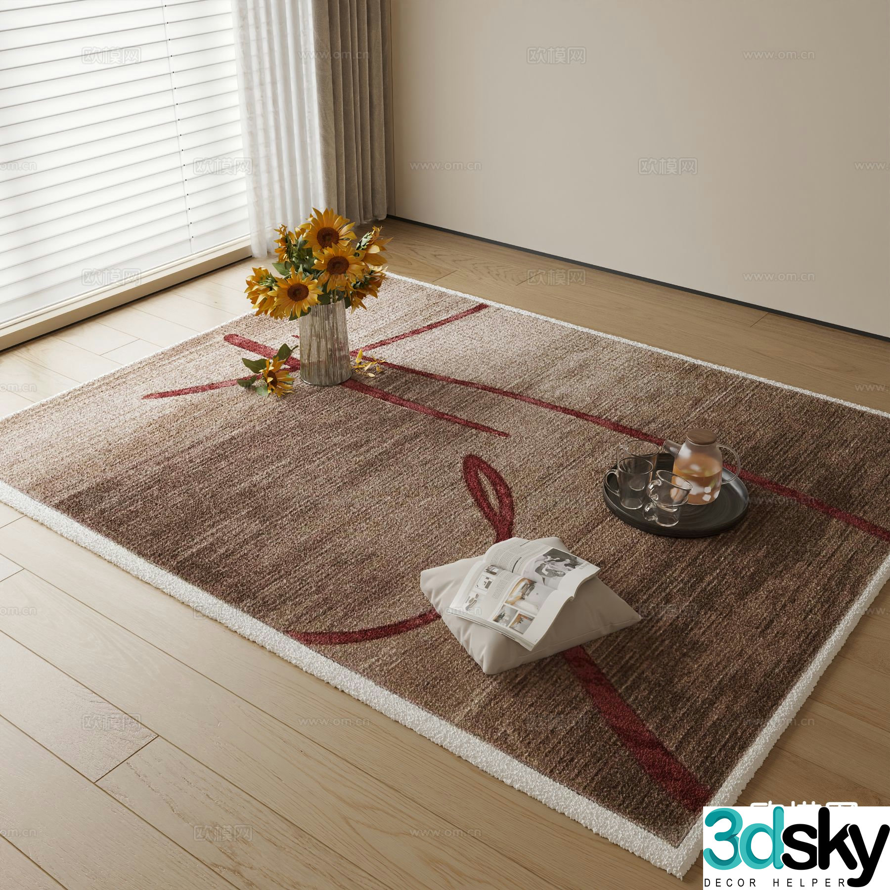 Brown pattern carpet 3d model