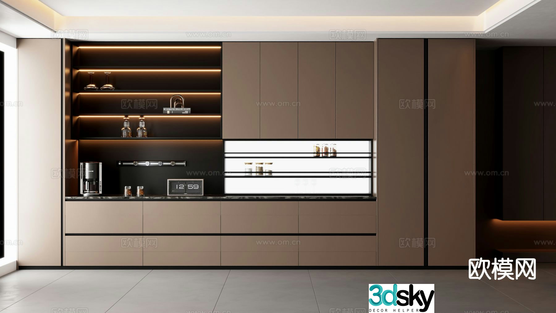 Italian wine cabinet sideboard 3d model
