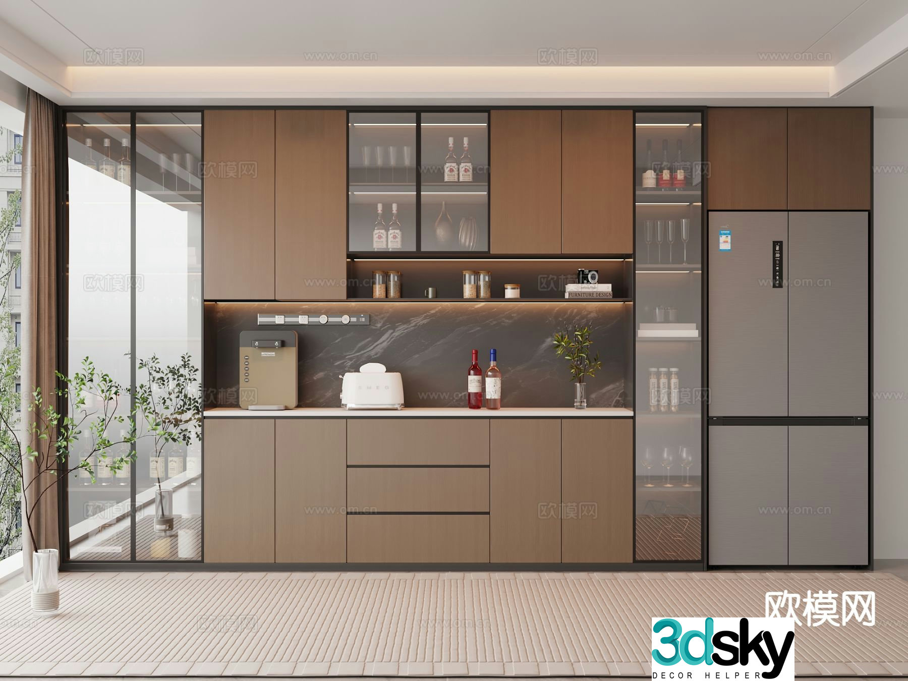 Italian wine cabinet sideboard 3d model