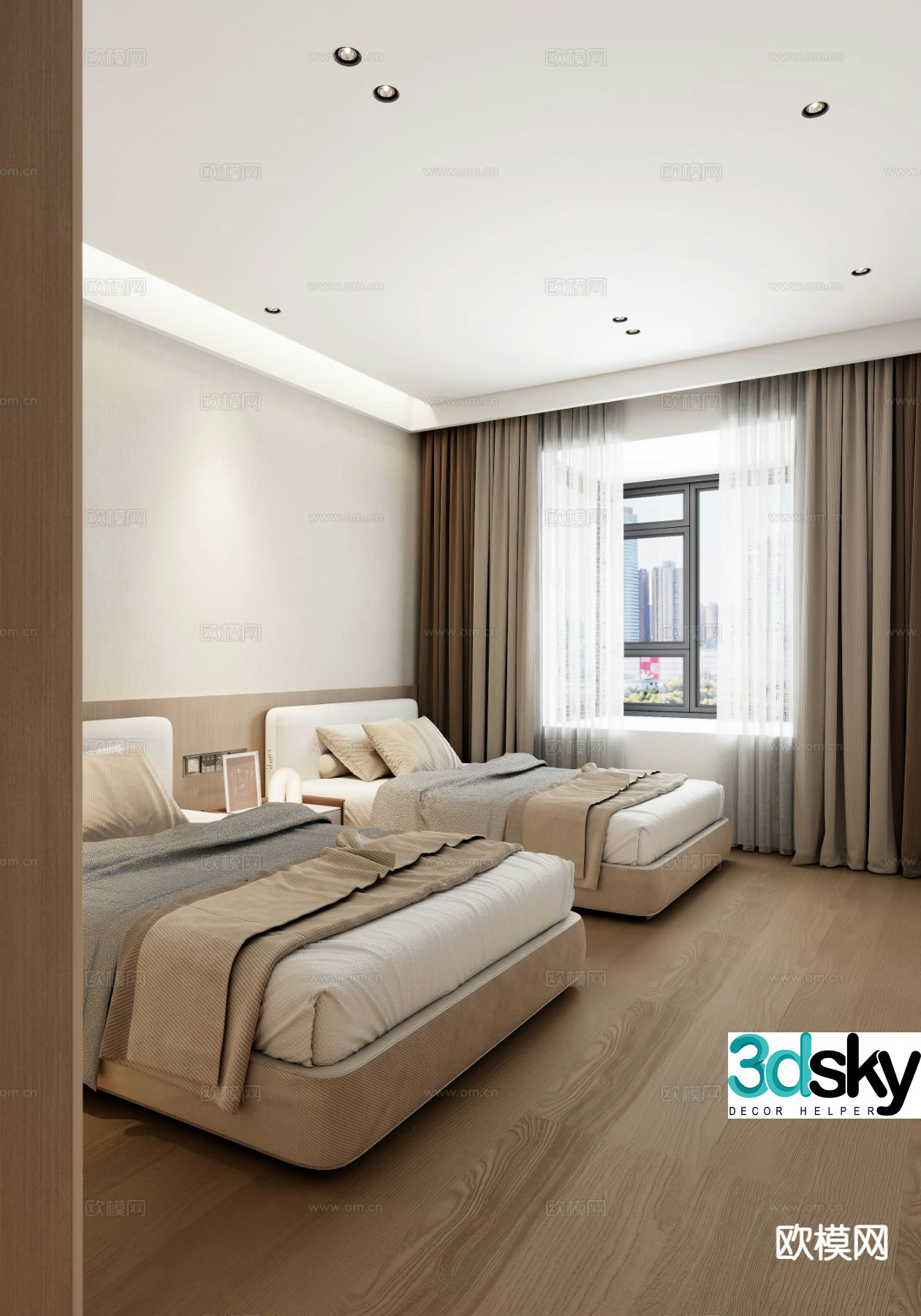 Modern double bed 3d model