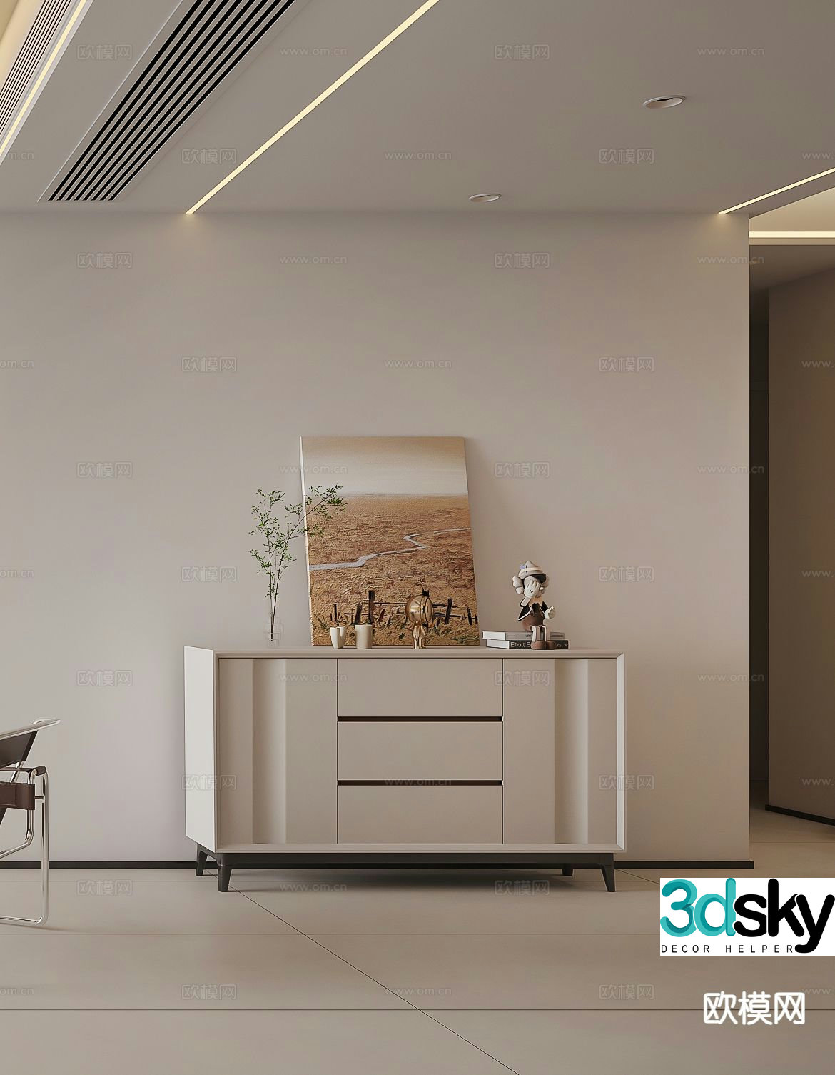 Modern side cabinet entrance cabinet 3d model