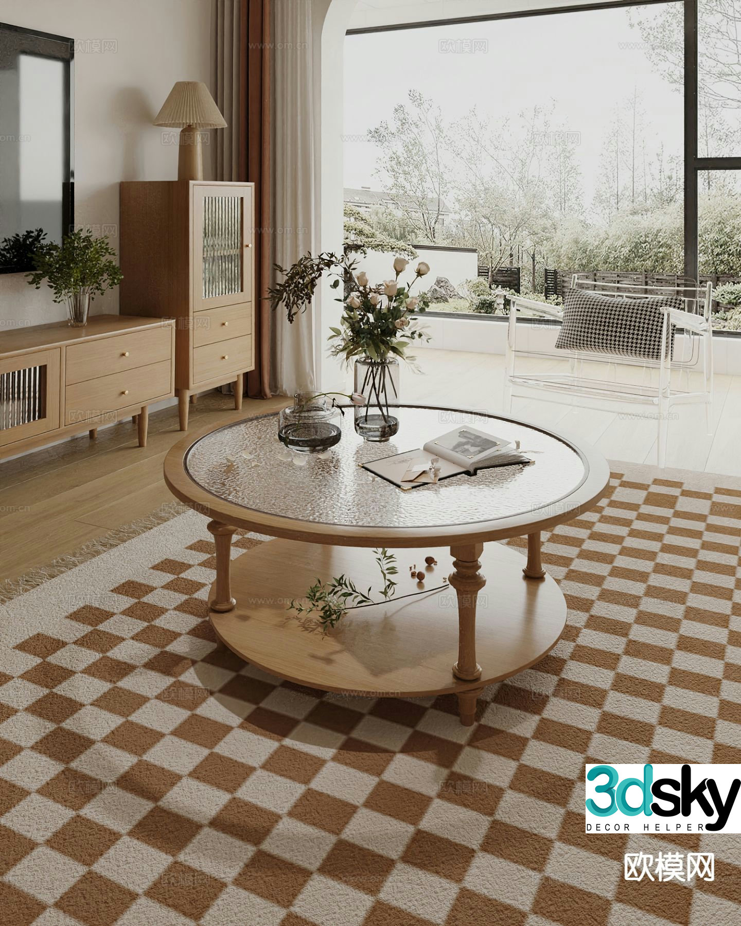 Medieval style coffee table round coffee table 3d model