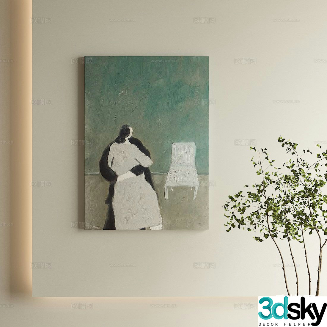 Modern figure painting oil painting decorative painting 3d model