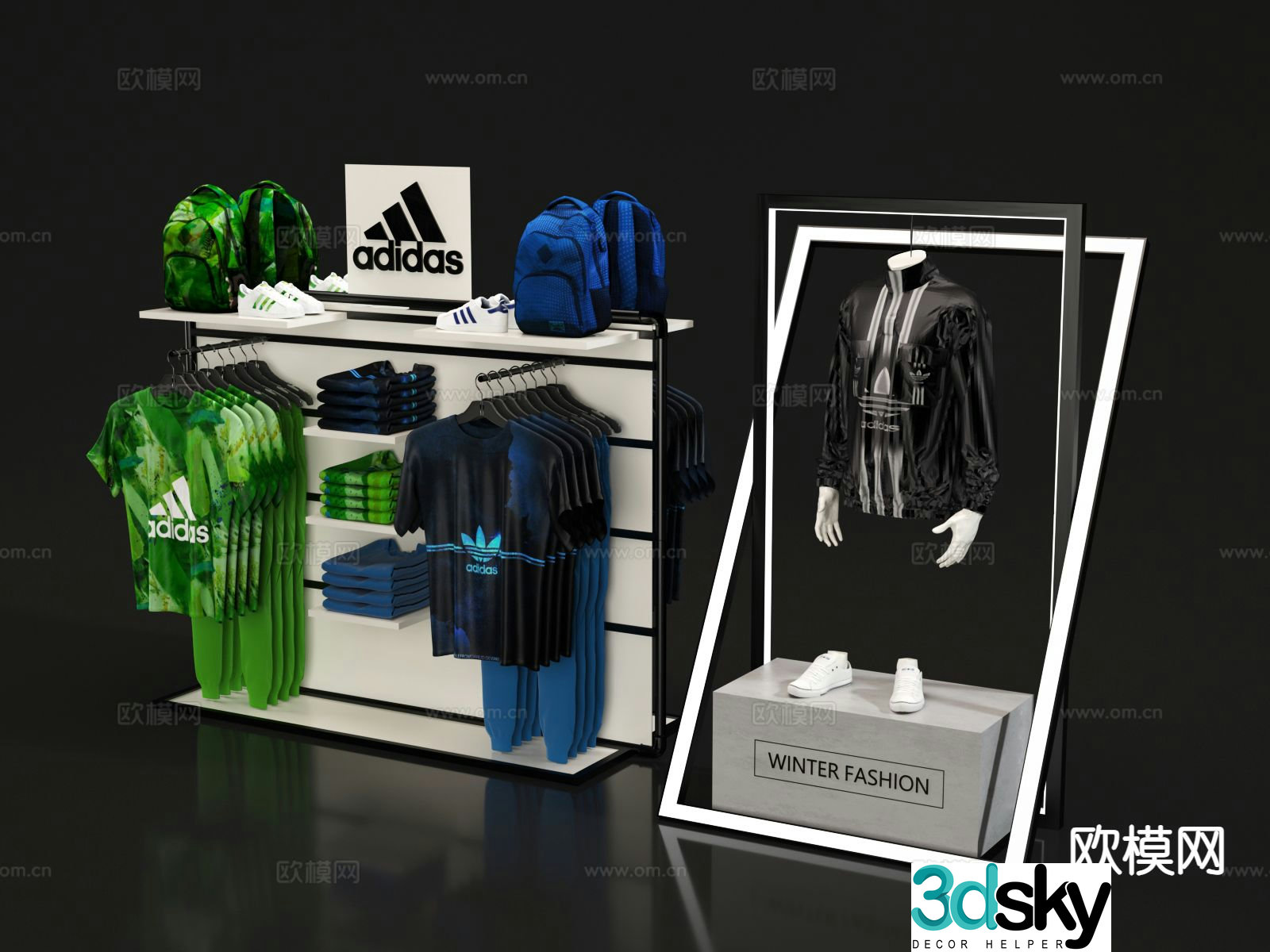 Modern clothing store display rack clothes display rack 3d model