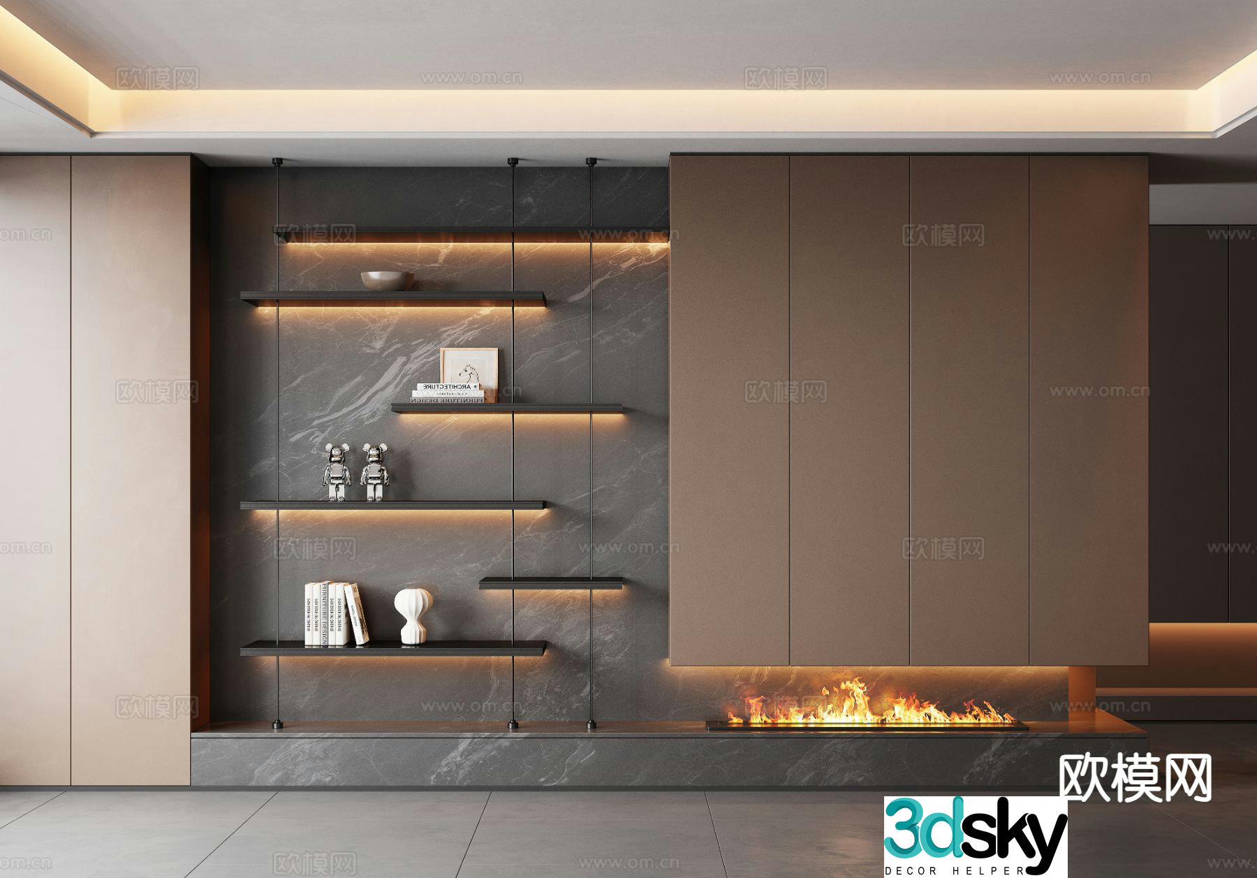 Italian decorative cabinet shelf 3d model