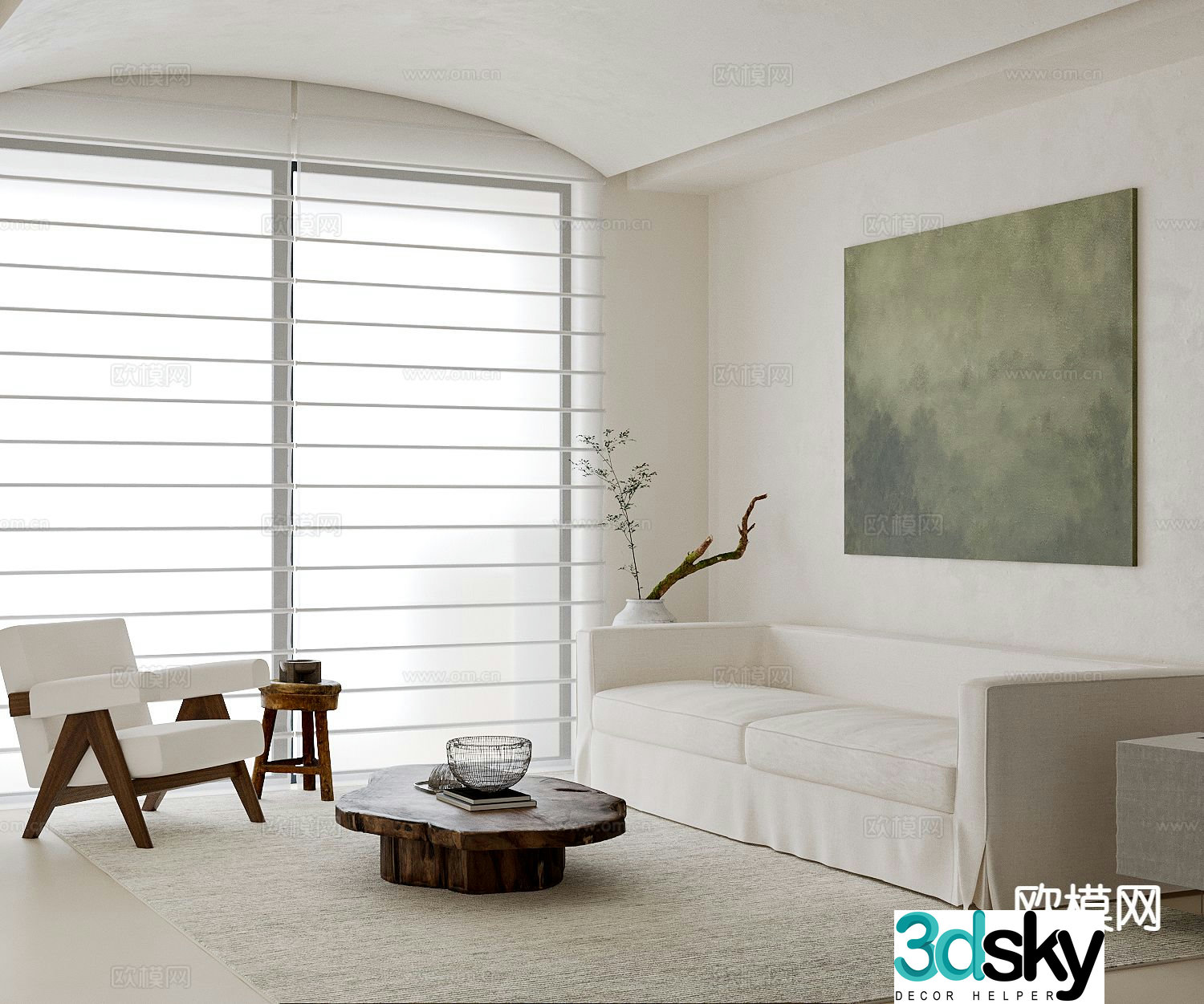 Cream style living room 3d model