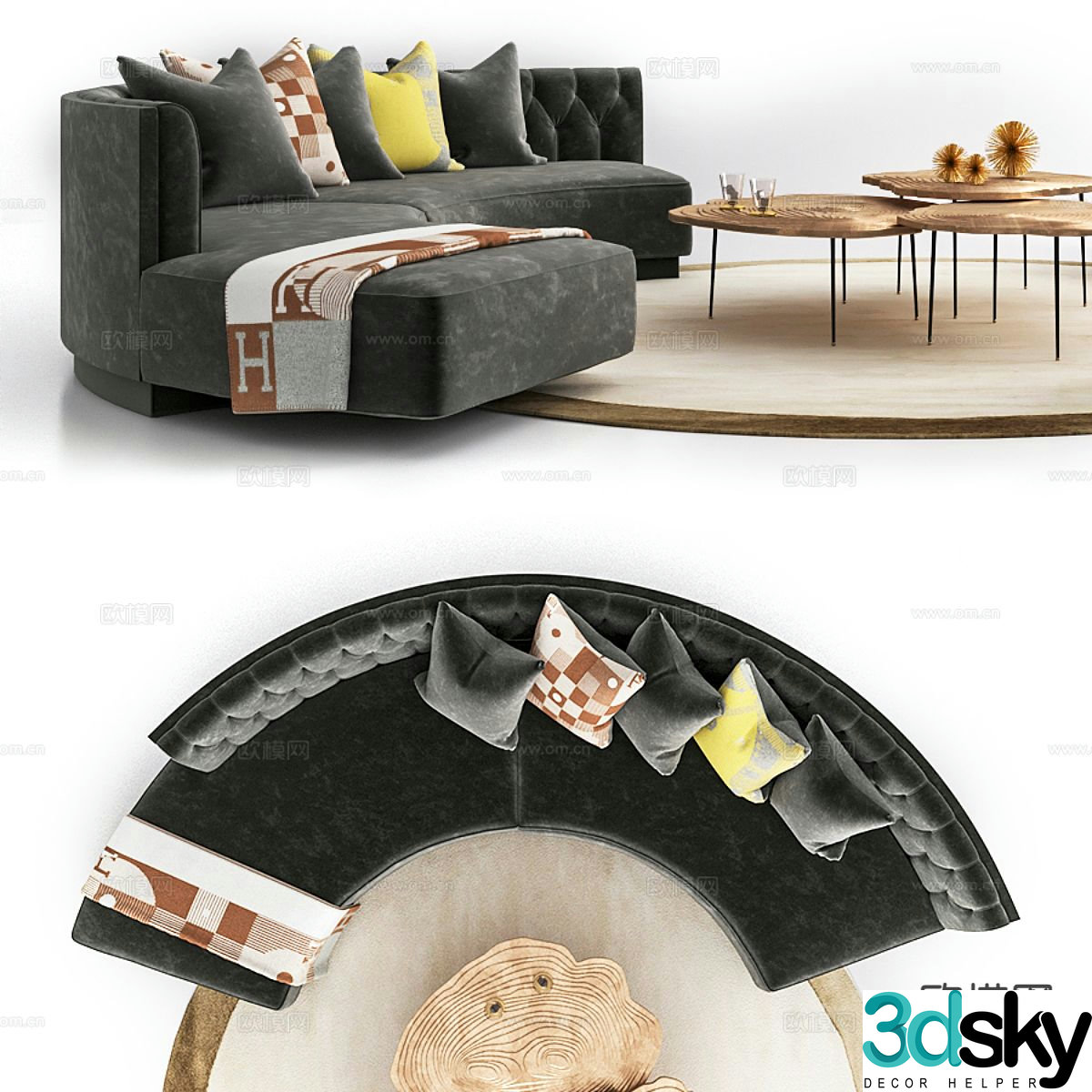 Modern modular sofa curved sofa 3d model