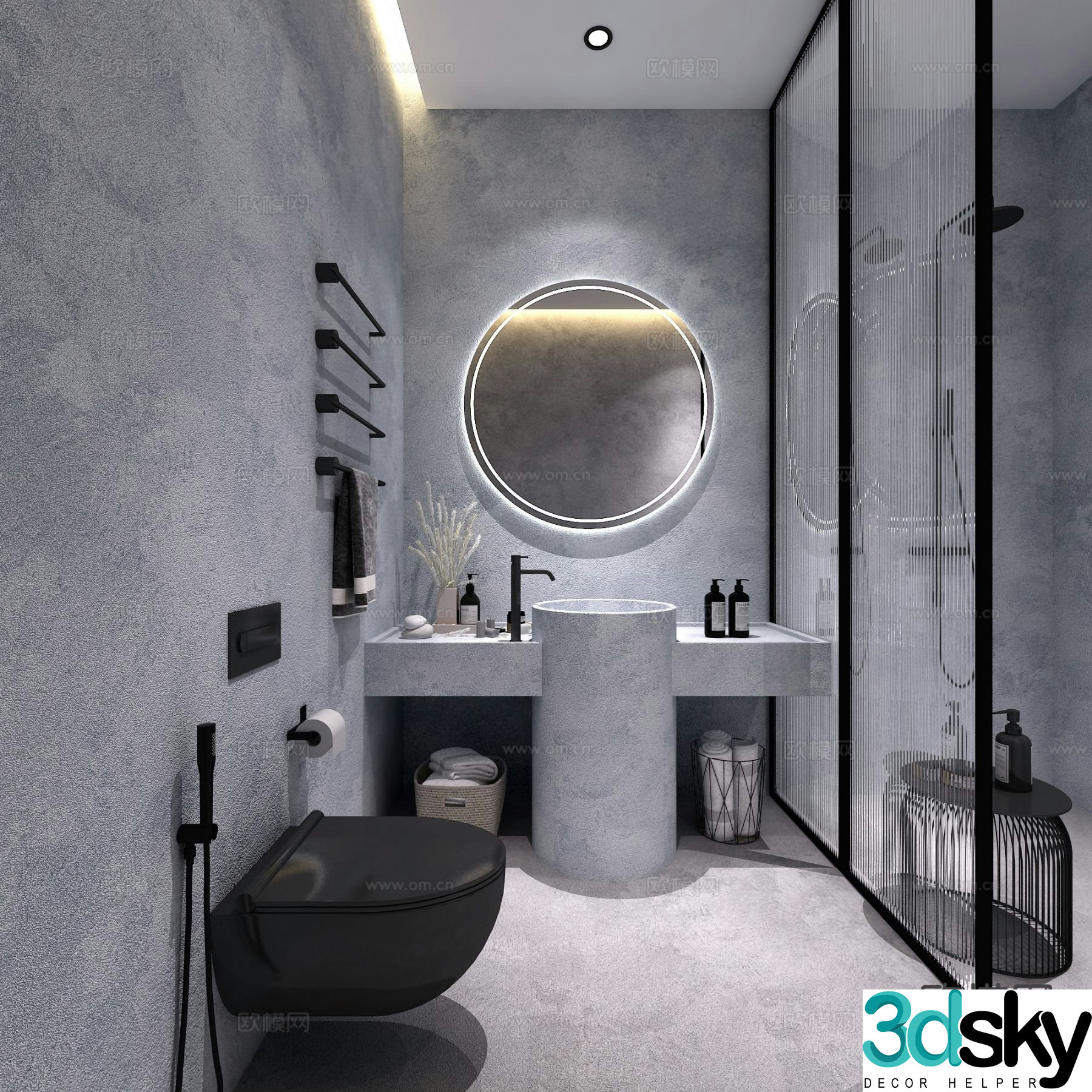 Industrial style bathroom bathroom 3d model