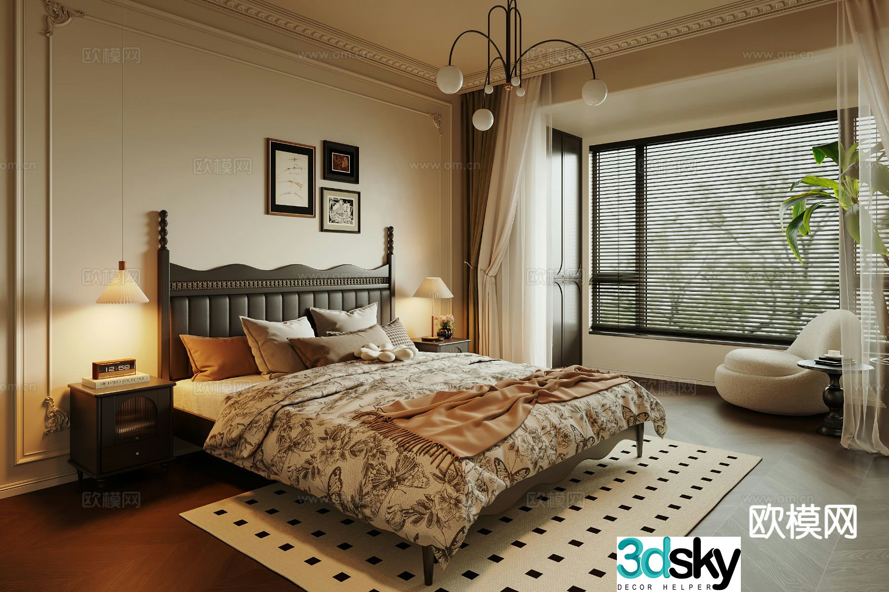 Medieval style bedroom master bedroom 3d model