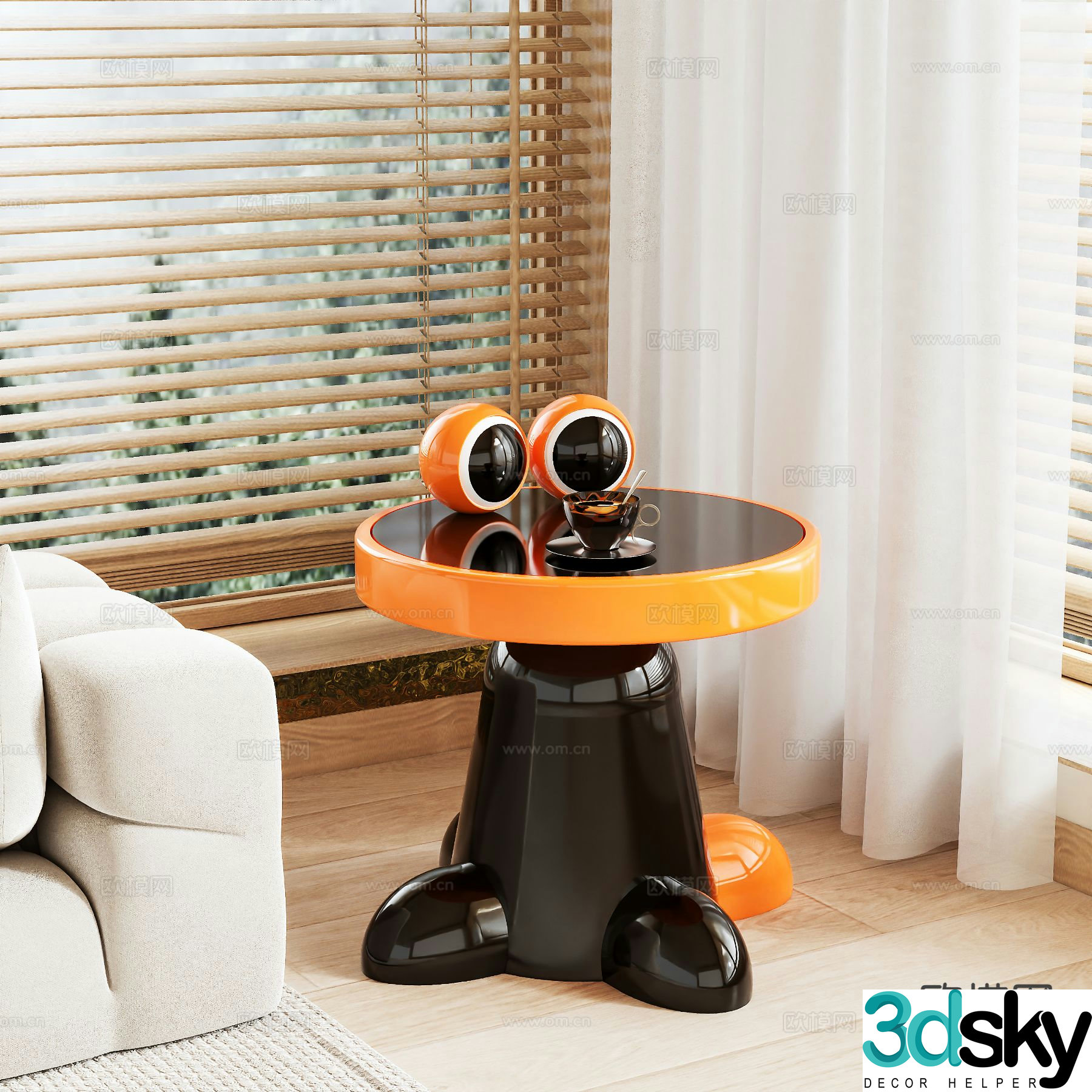Modern side table round table corner table table table 3D model