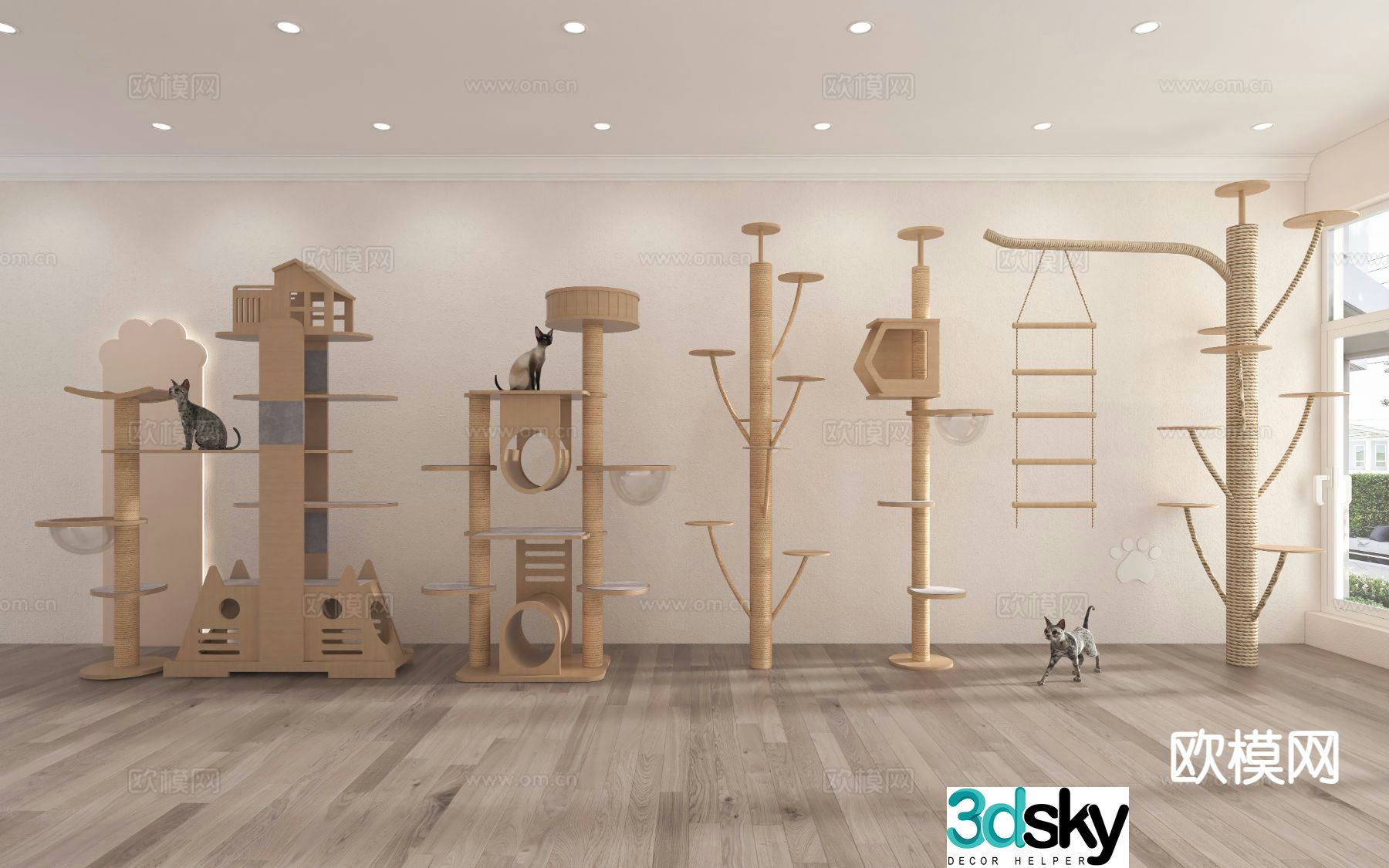 Cat nest cat climbing frame cat climbing tree cattery cat wall 3d model