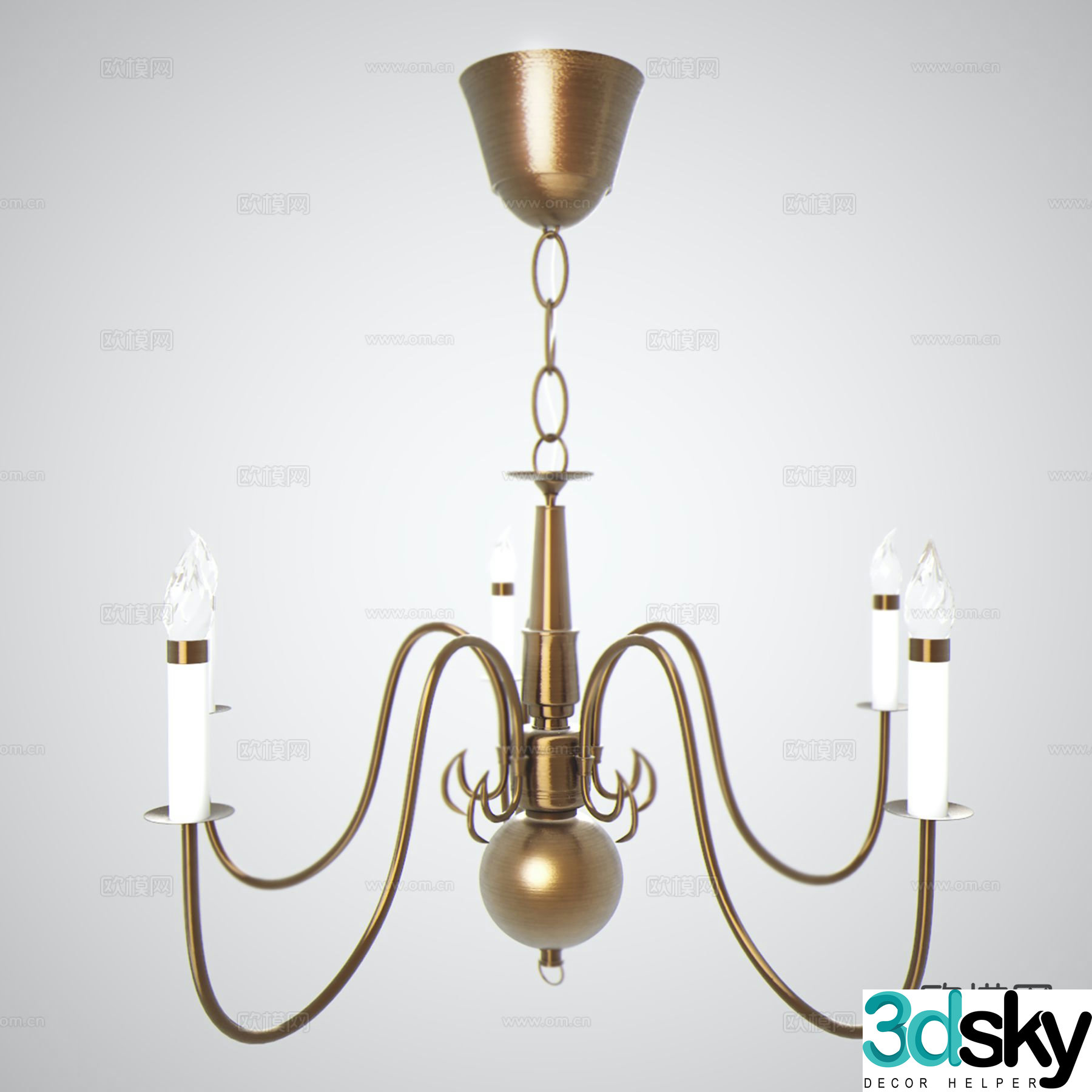 Modern candlestick chandelier 3d model
