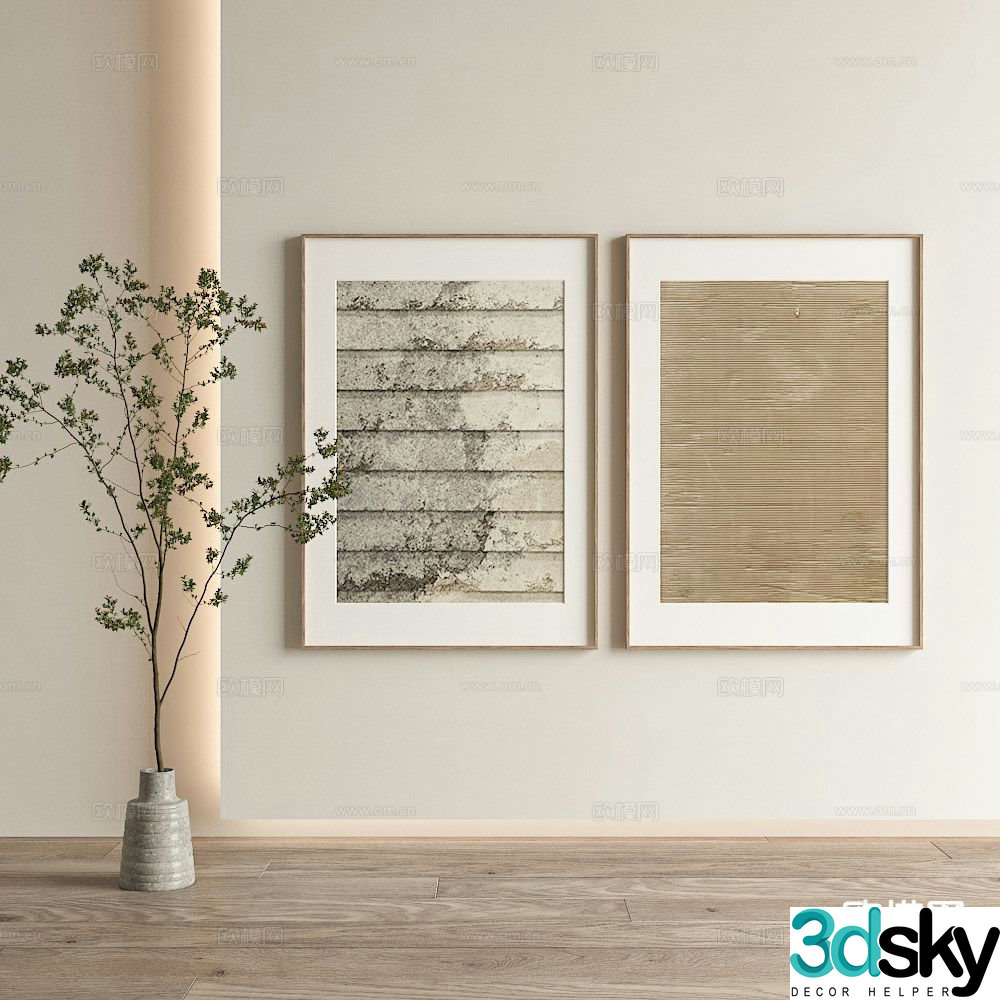 Modern decorative painting texture painting abstract painting 3d model