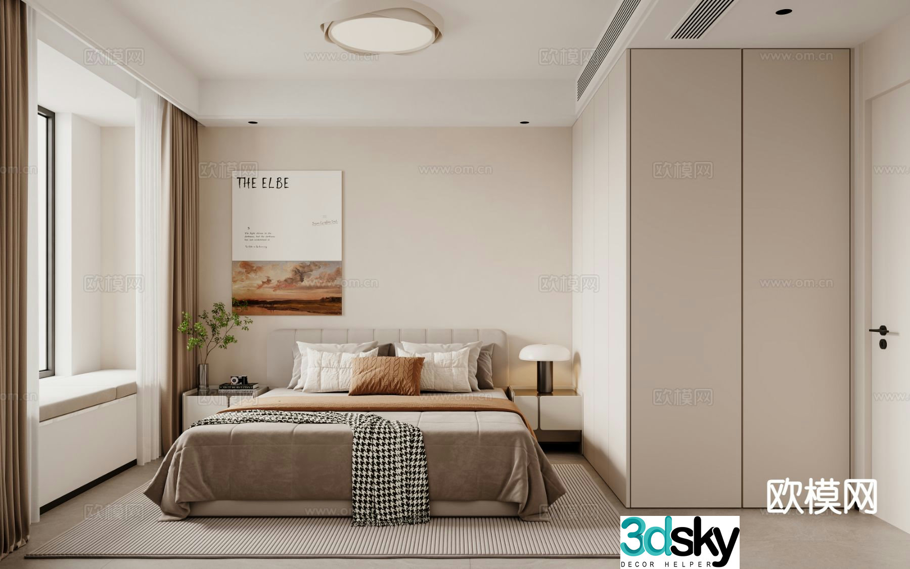 Modern bedroom second bedroom 3d model